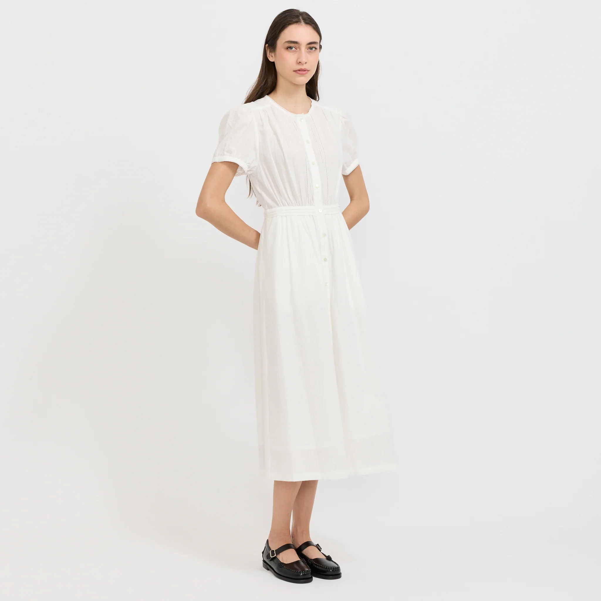 Maxi Shirring Half Sleeve Dress Ivory - Image 3