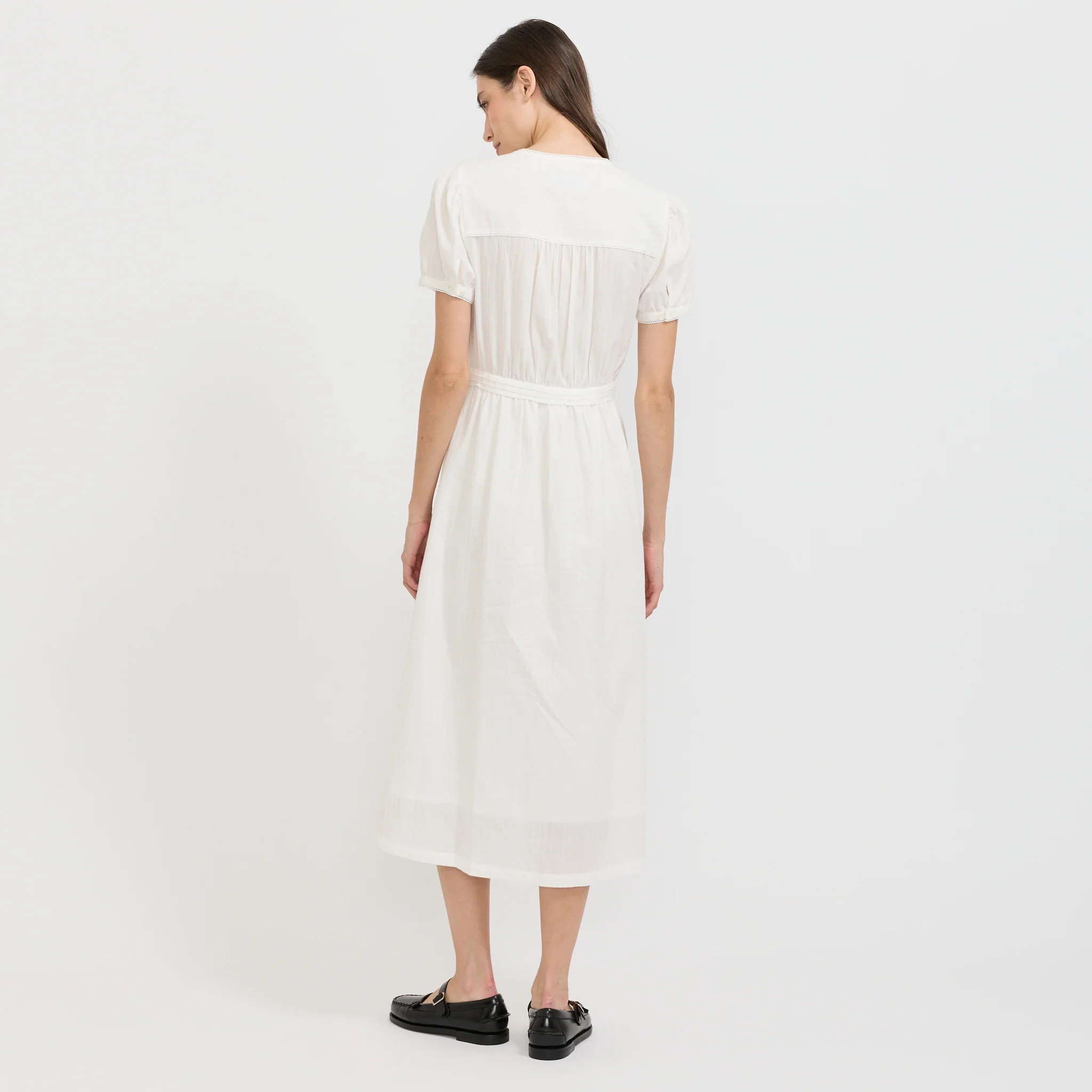 Maxi Shirring Half Sleeve Dress Ivory - Image 4