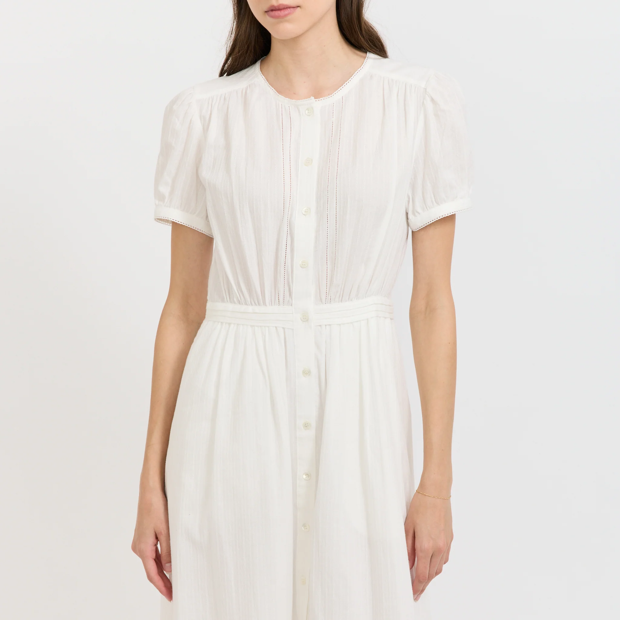 Maxi Shirring Half Sleeve Dress Ivory - Image 5