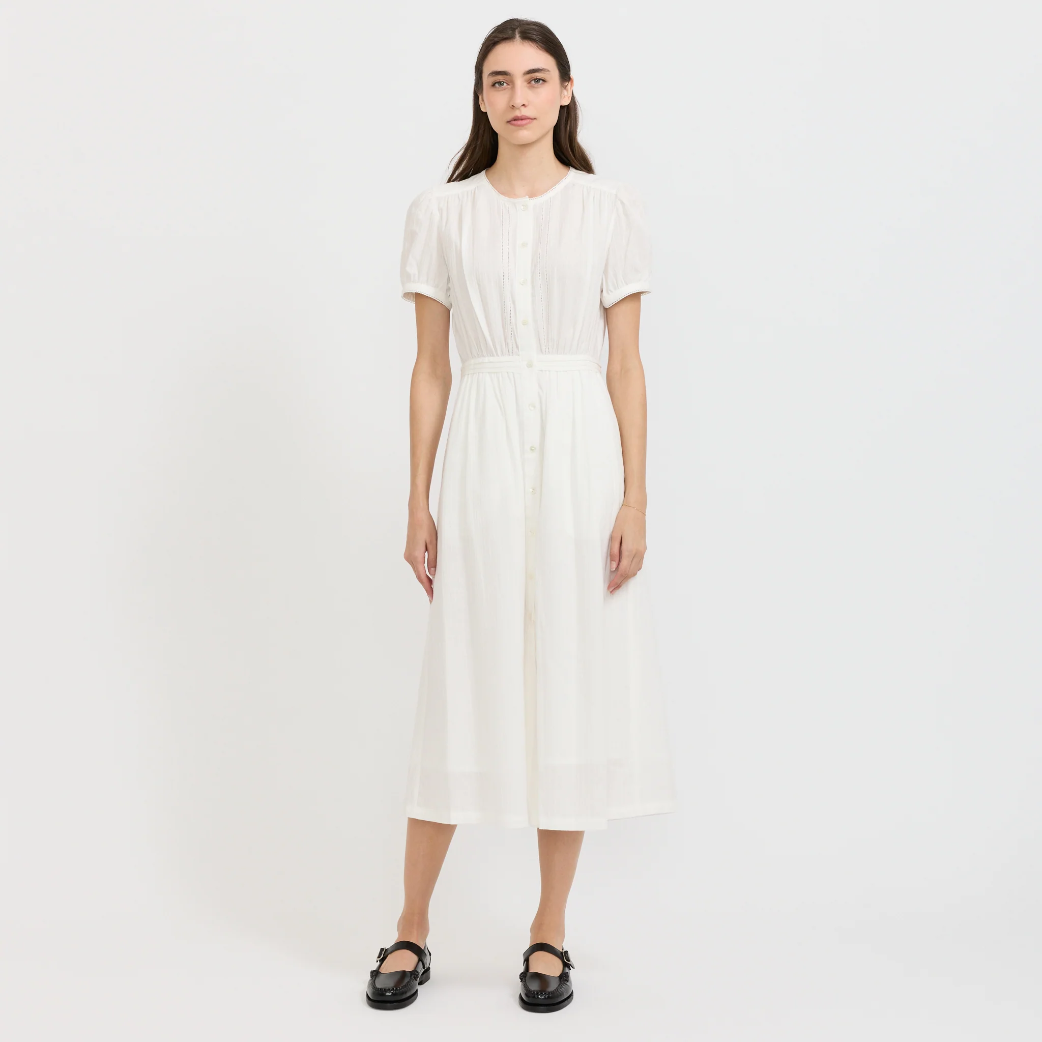 Maxi Shirring Half Sleeve Dress Ivory - Image 6
