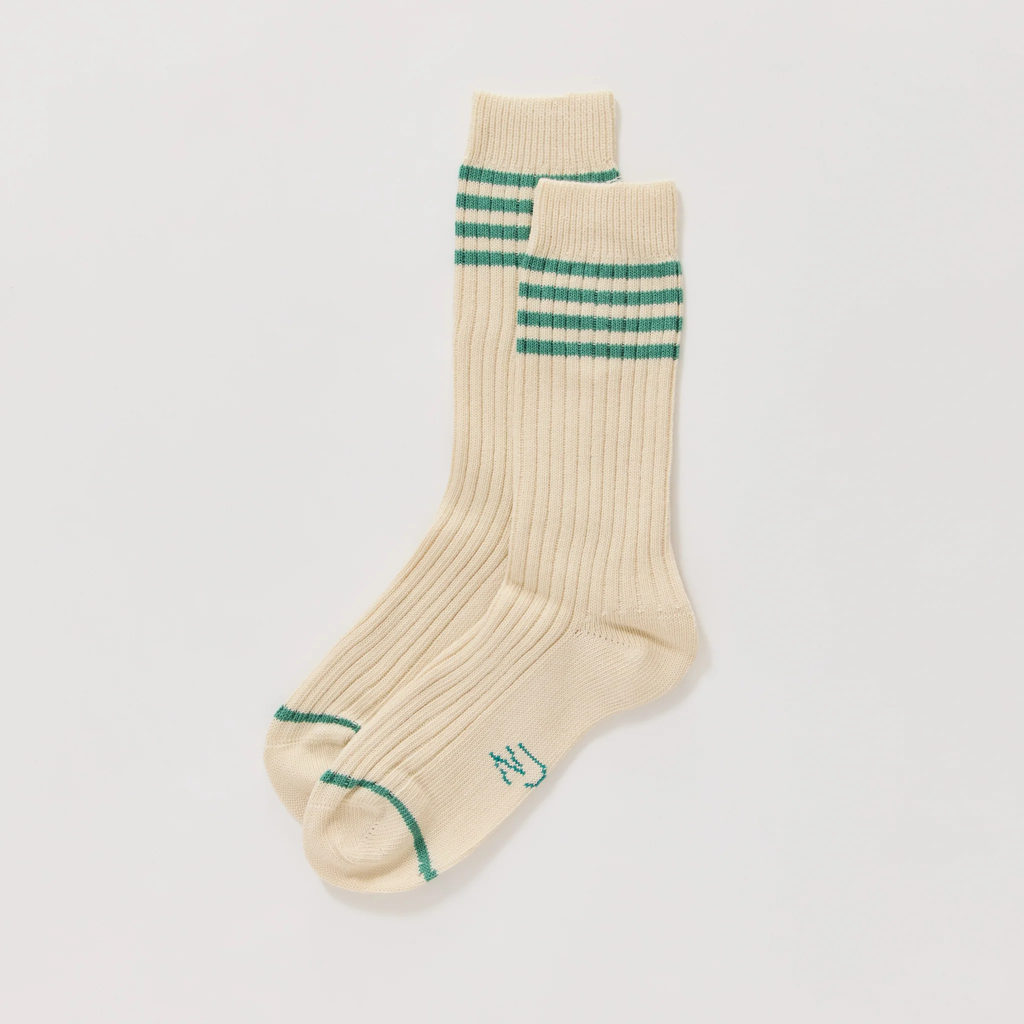 Mens Tennis Socks Stripe Off White/Turquoise