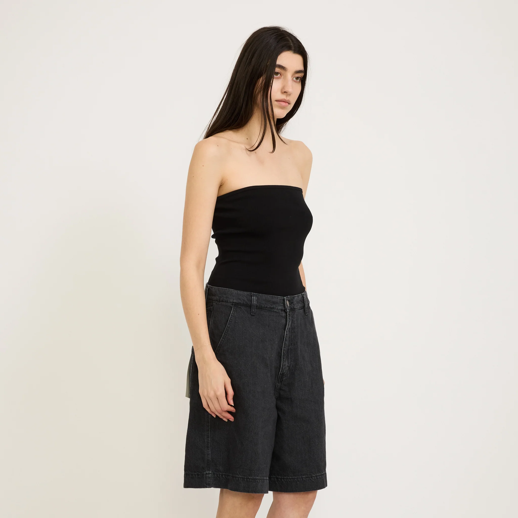 Mercerised Cotton Tubular Knit Black - Image 3