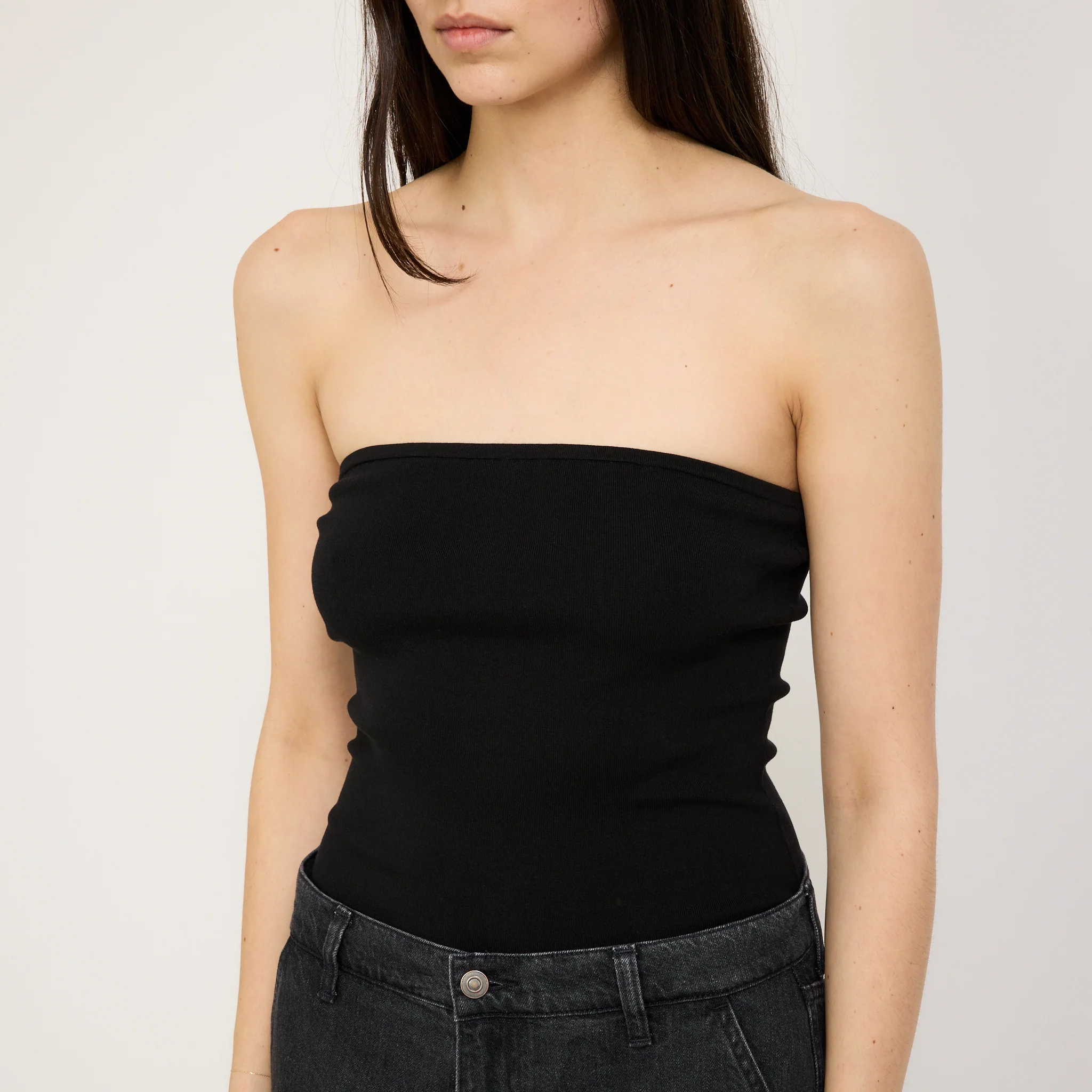 Mercerised Cotton Tubular Knit Black - Image 5