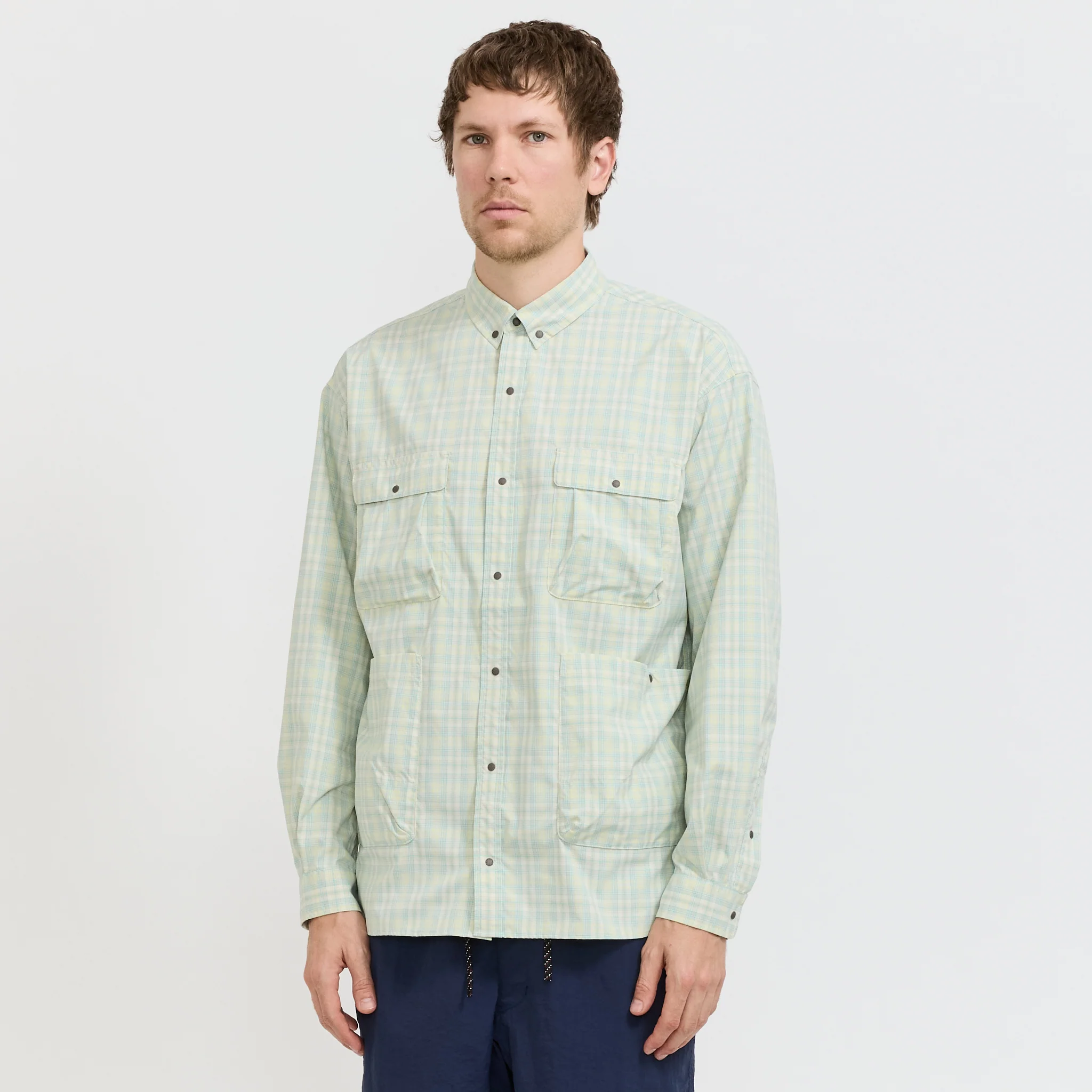 Mini Plaid Camp Shirt Beige