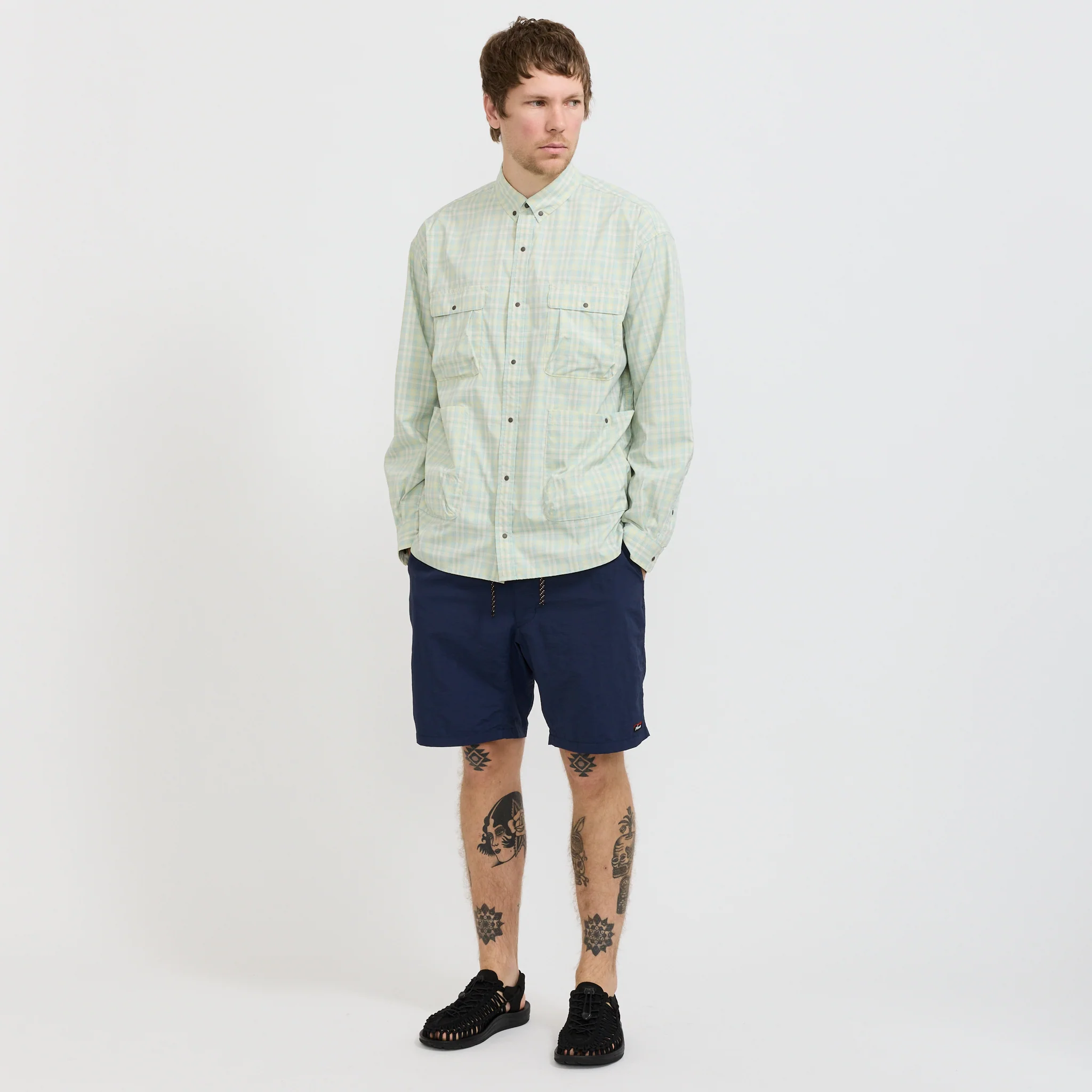 Mini Plaid Camp Shirt Beige - Image 2
