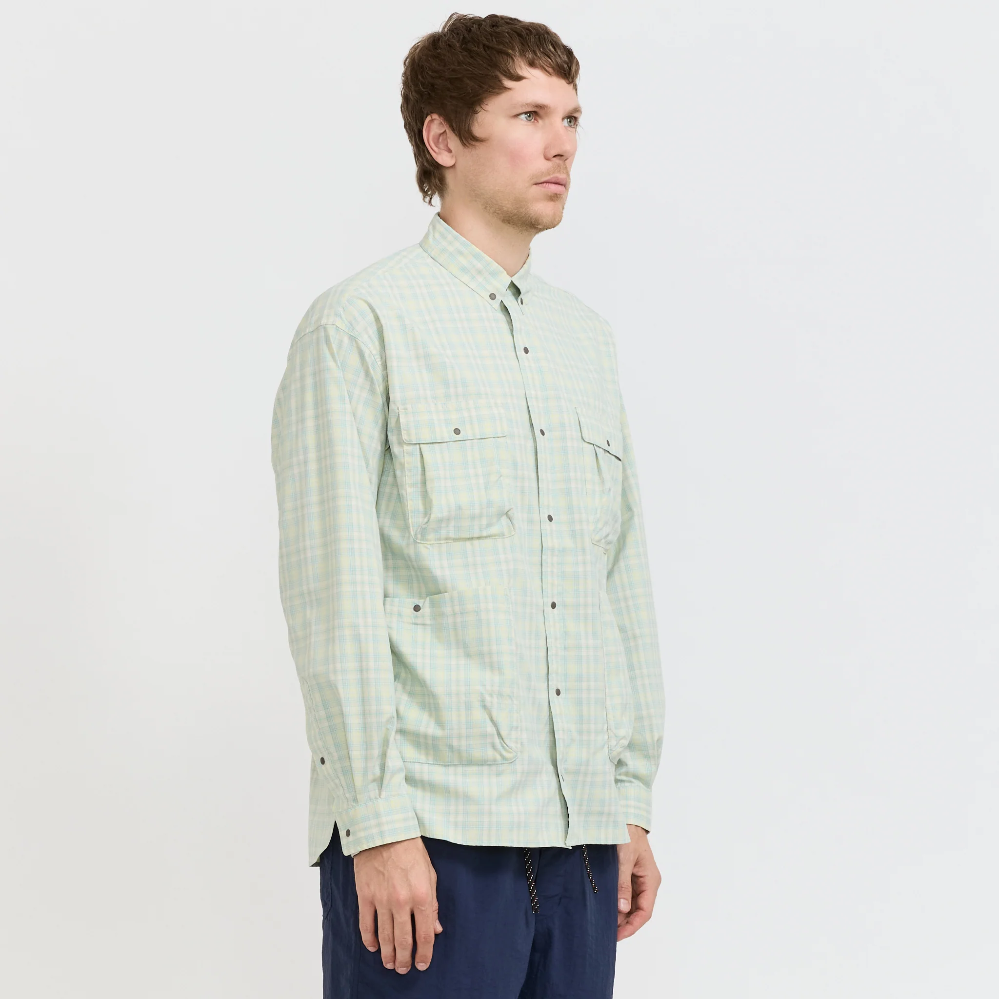 Mini Plaid Camp Shirt Beige - Image 3