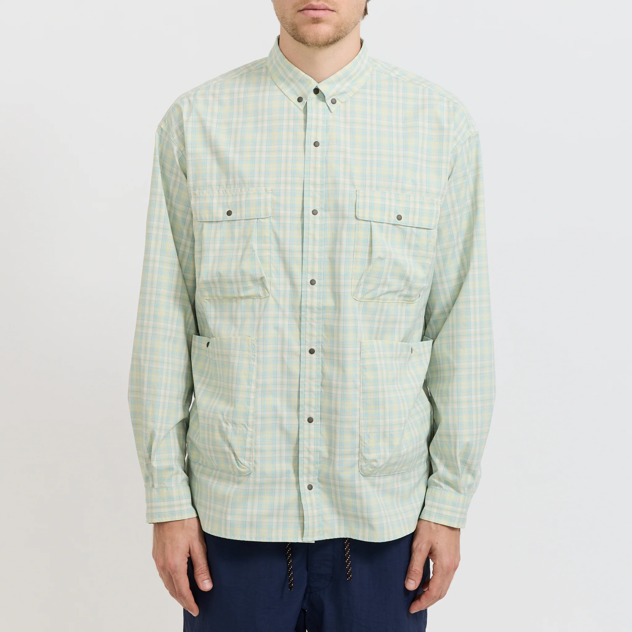 Mini Plaid Camp Shirt Beige - Image 5