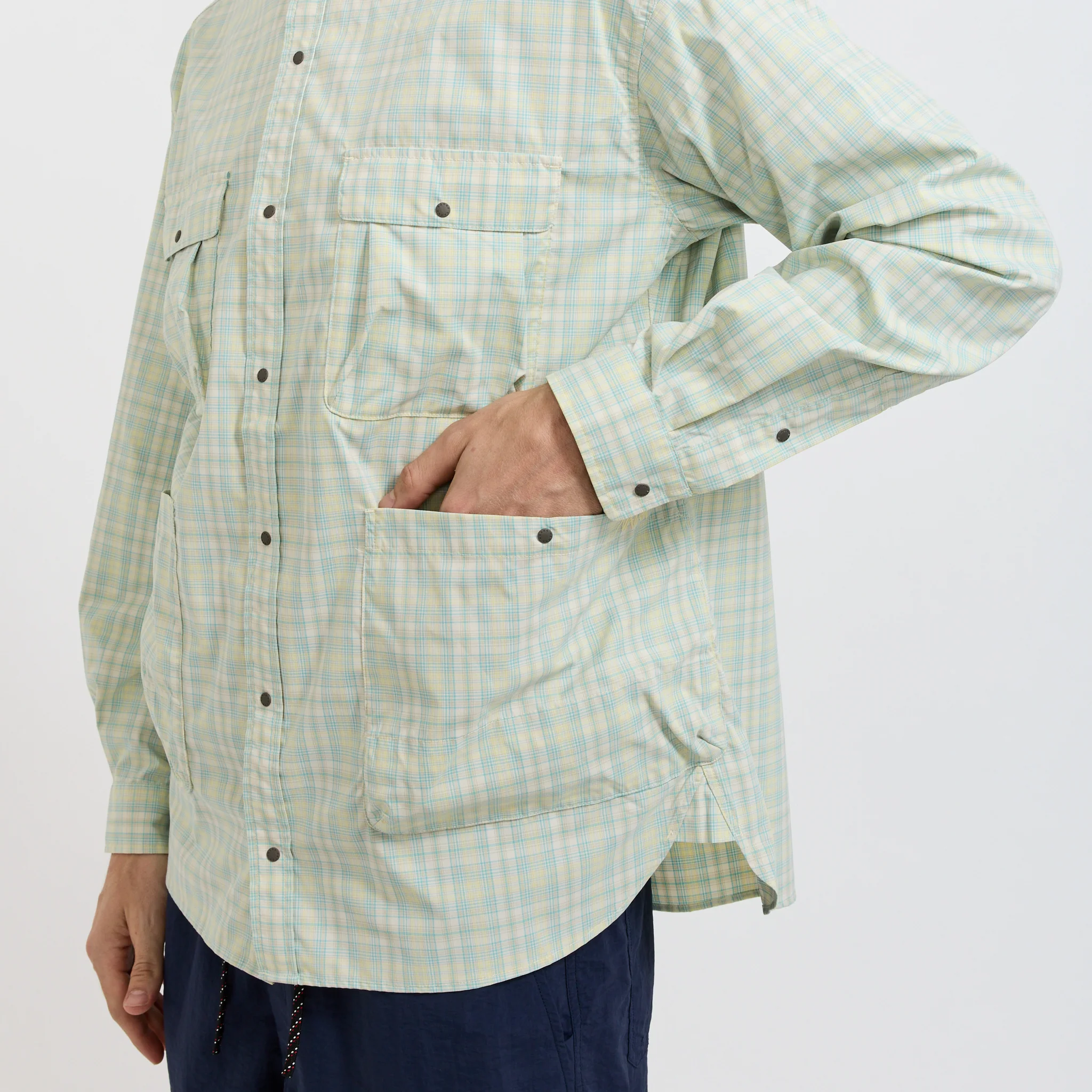 Mini Plaid Camp Shirt Beige - Image 6