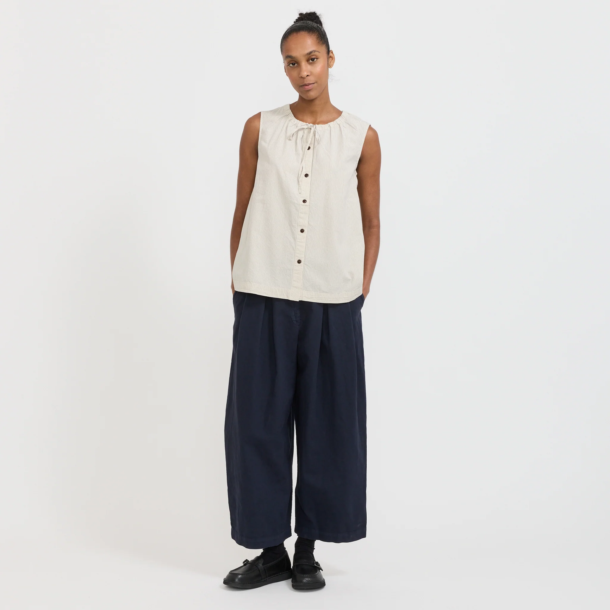Mini Stripe Cotton Top Sunwashed Blue - Image 2