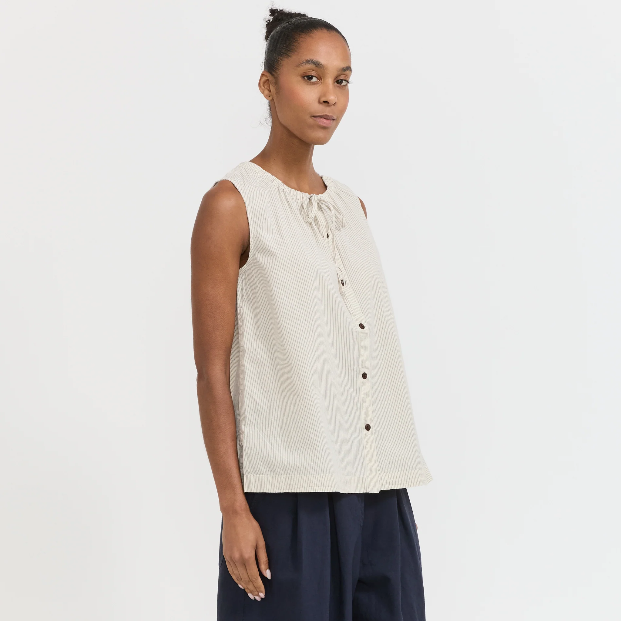 Mini Stripe Cotton Top Sunwashed Blue - Image 3