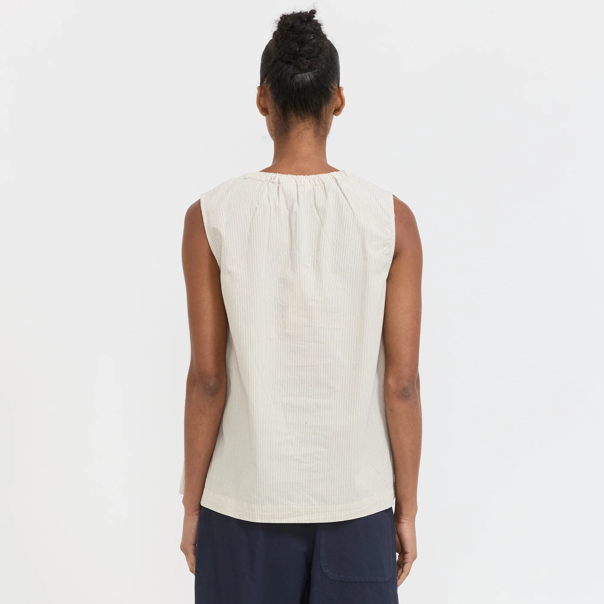 Mini Stripe Cotton Top Sunwashed Blue - Image 4