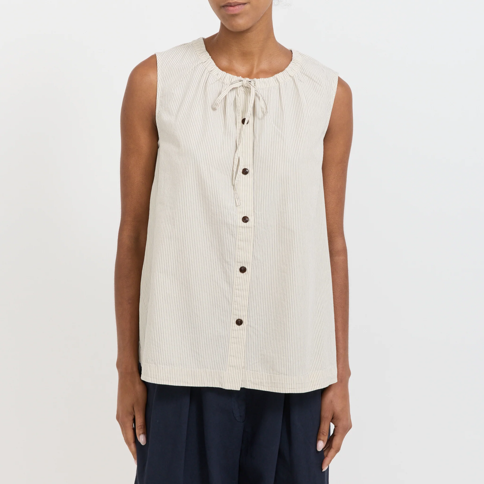 Mini Stripe Cotton Top Sunwashed Blue - Image 5