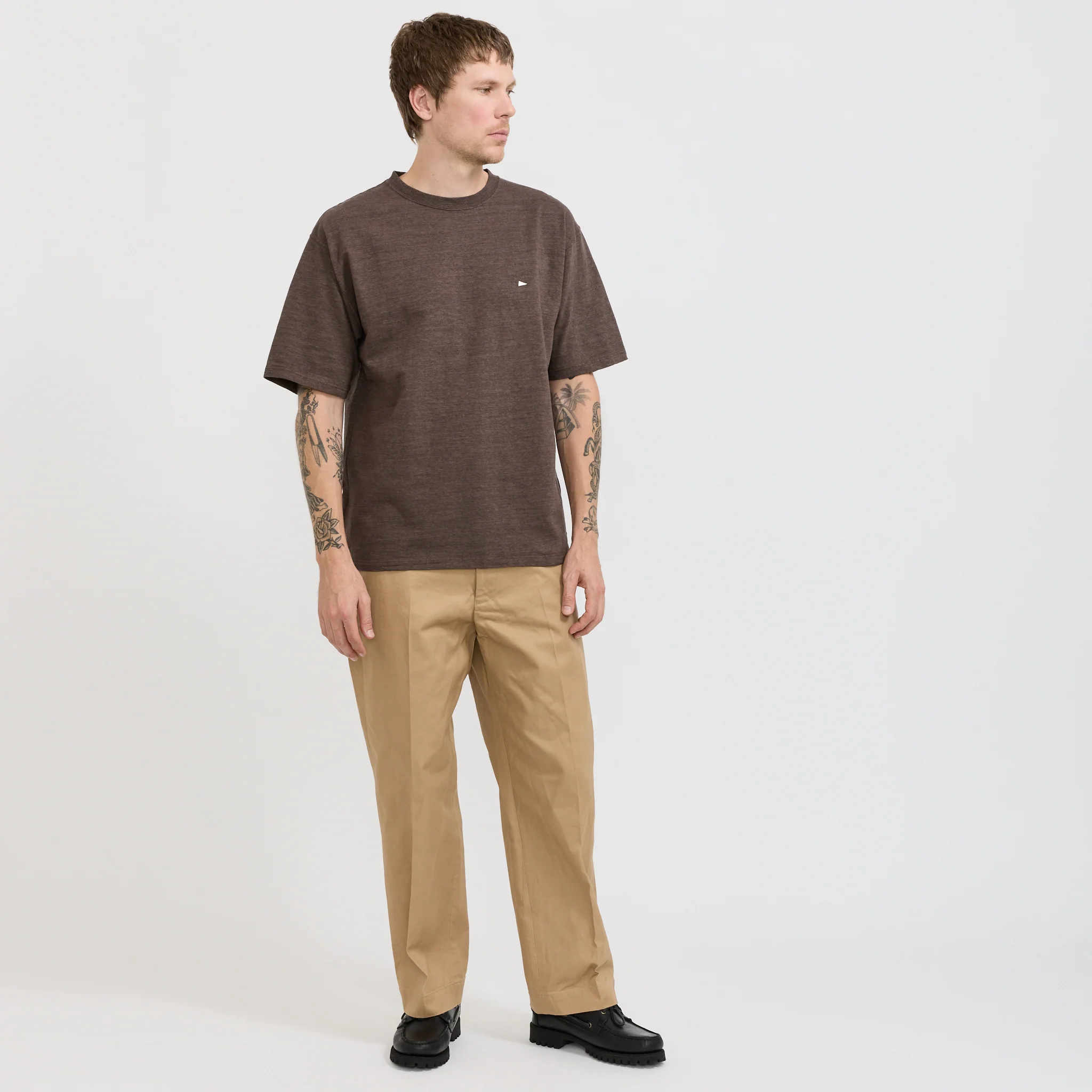 Minimalist Embroidered Tee Brown - Image 6