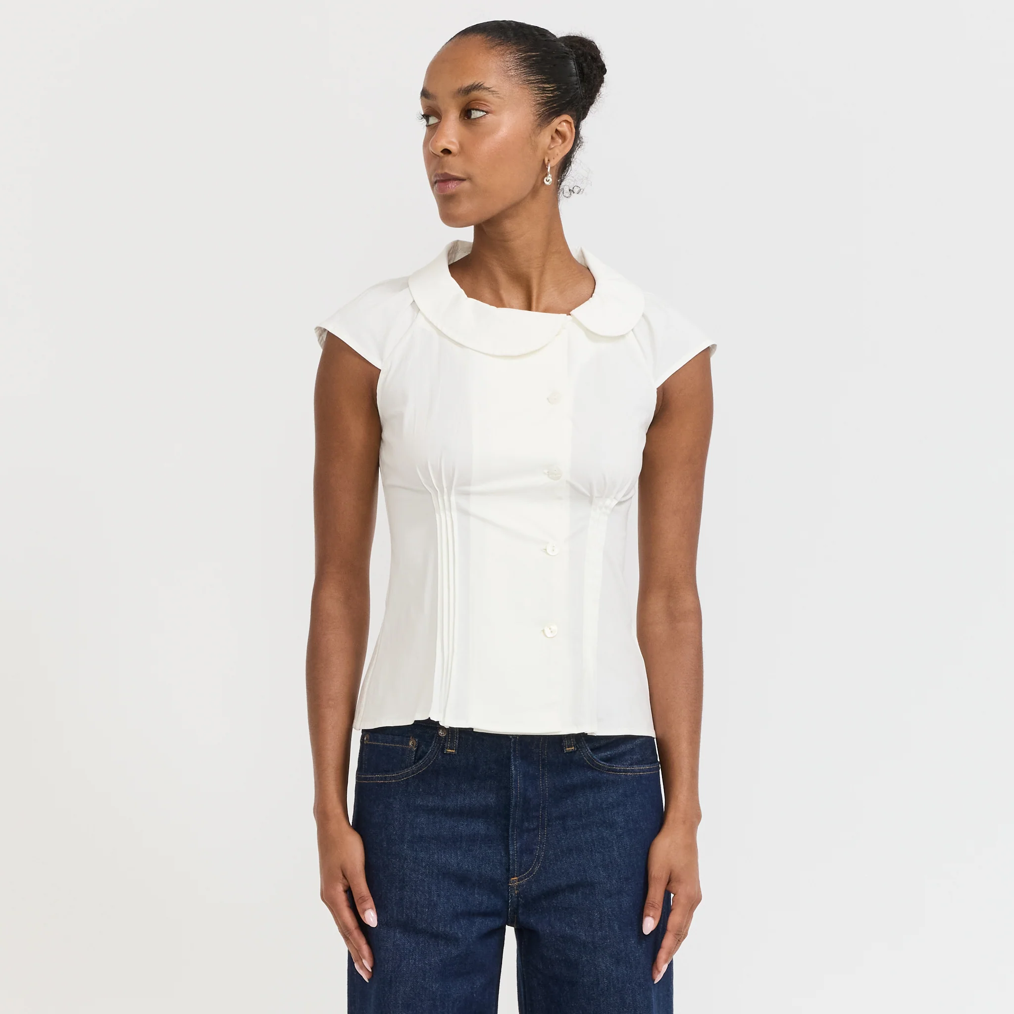 Missy Asymmetric Blouse Porcelain