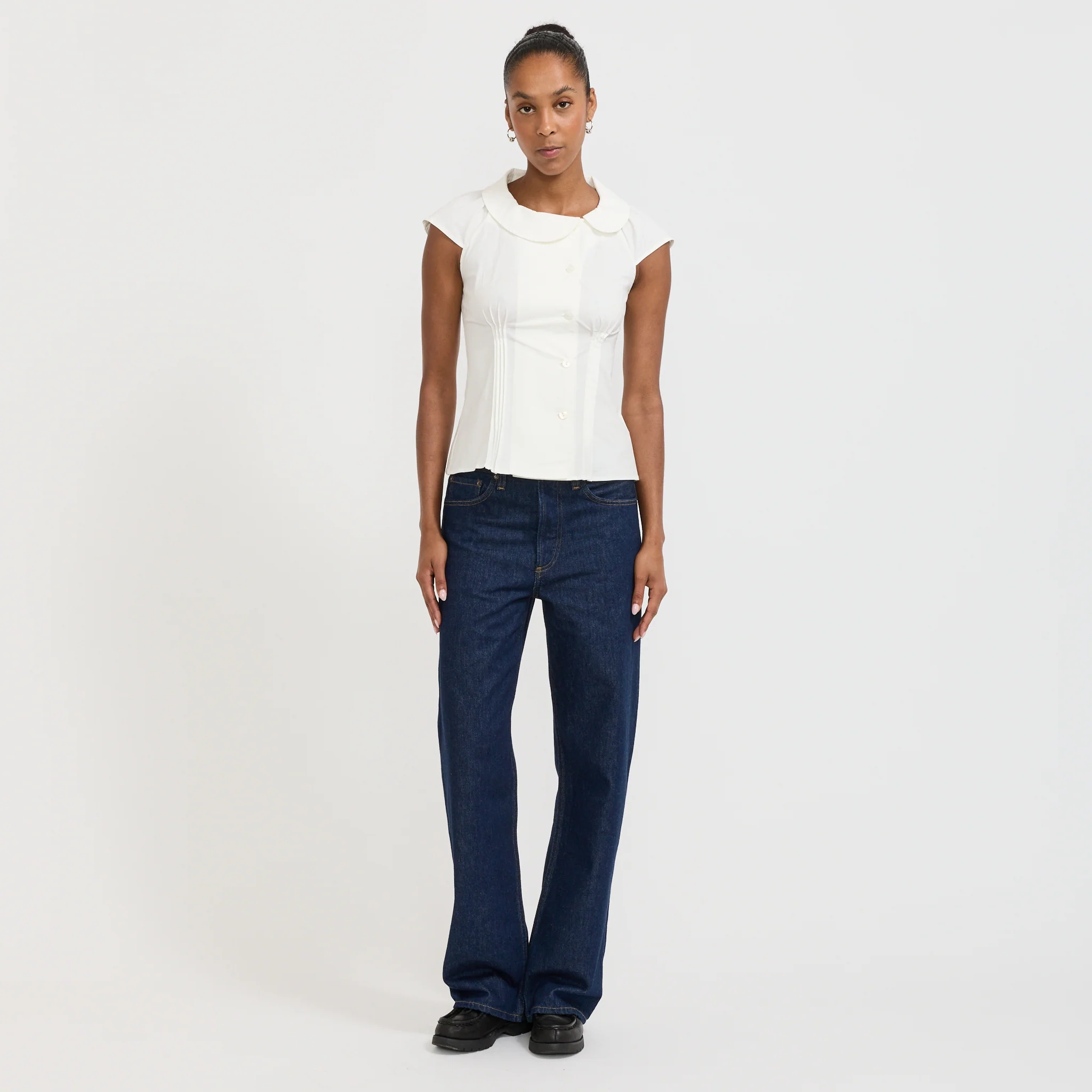 Missy Asymmetric Blouse Porcelain - Image 2