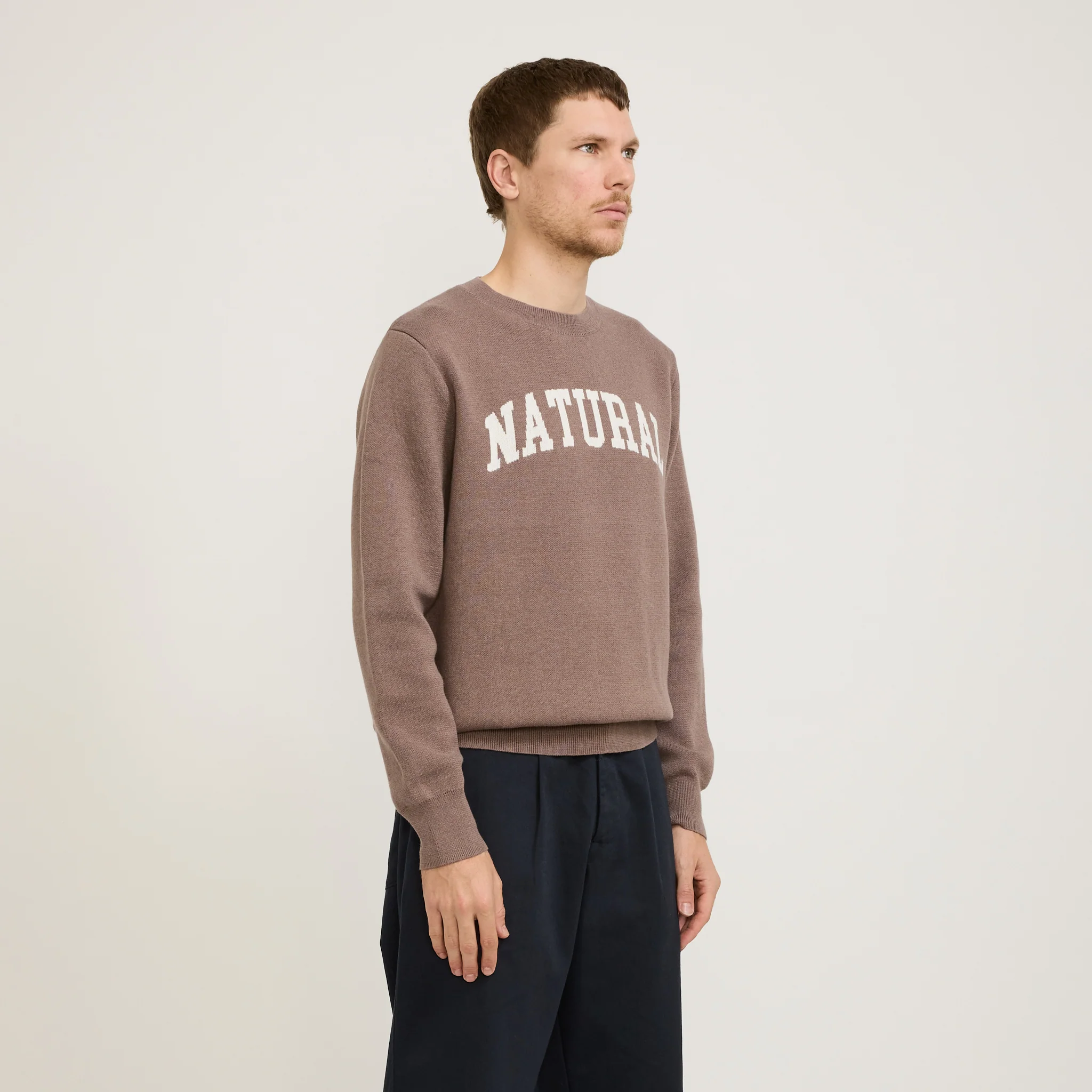 Natural Jacquard Knit Sweater Clay - Image 3