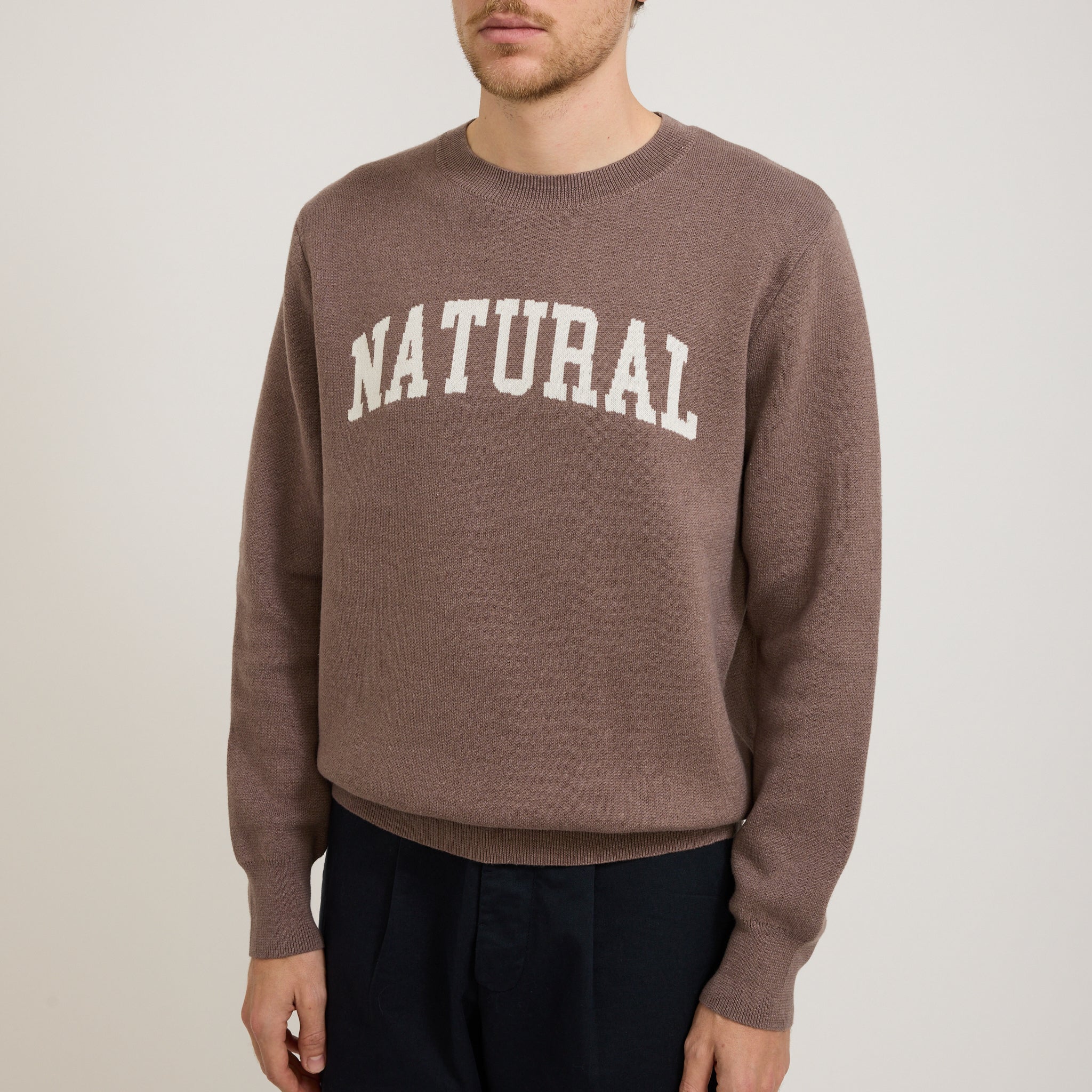 Natural Jacquard Knit Sweater Clay - Image 5