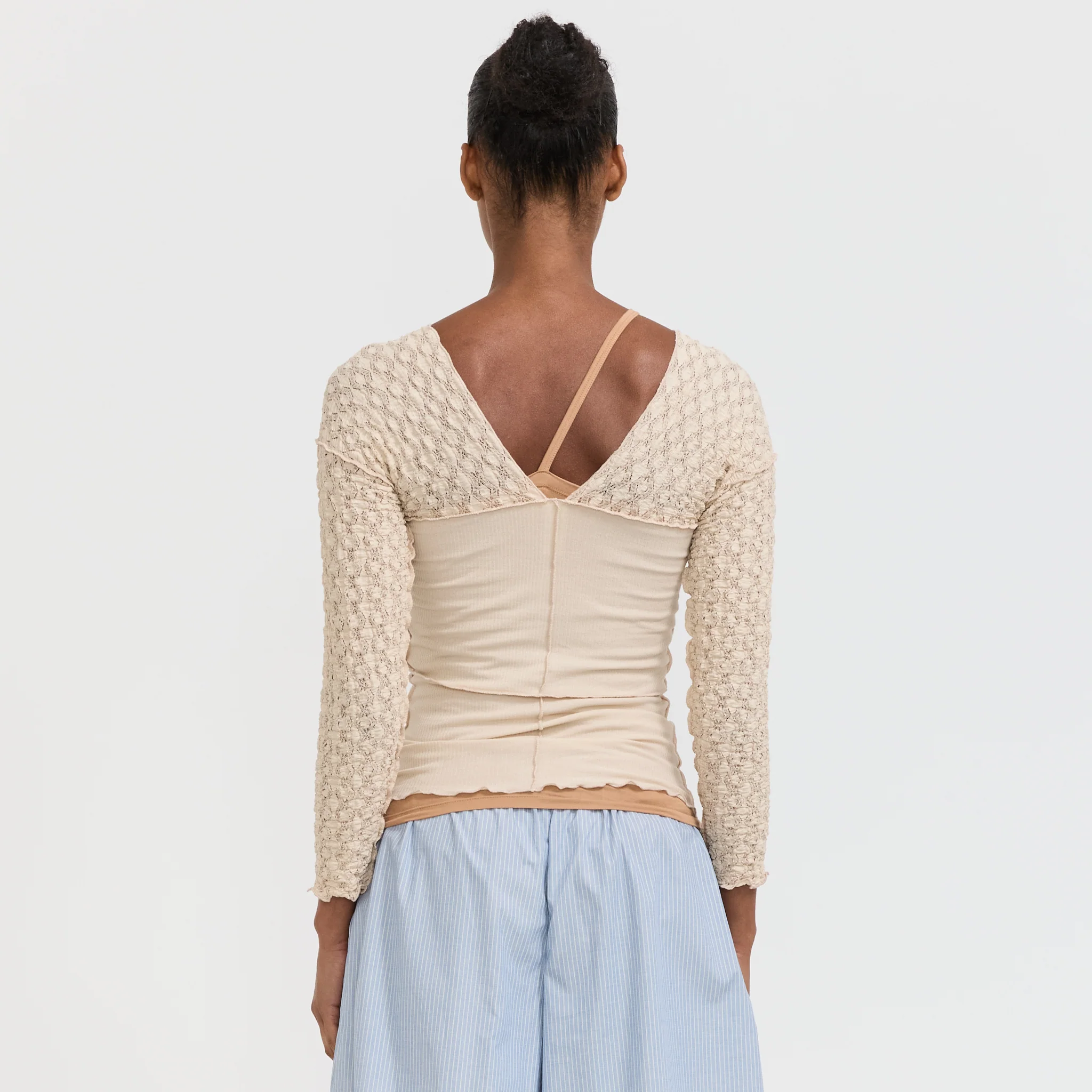 Nehru Long Sleeve Top Dylan Beige - Image 4