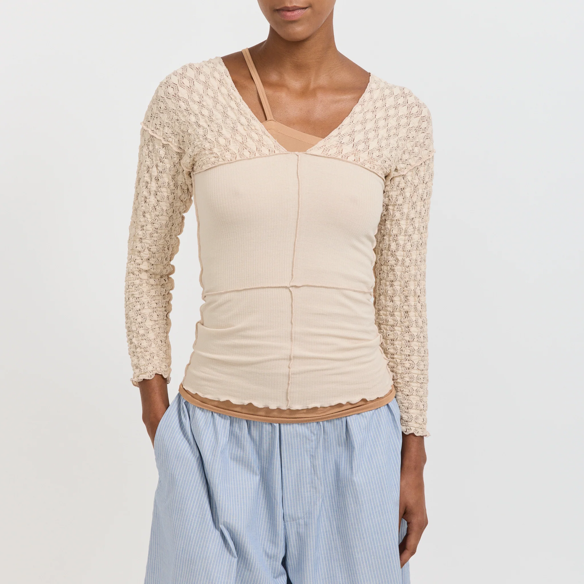 Nehru Long Sleeve Top Dylan Beige - Image 5