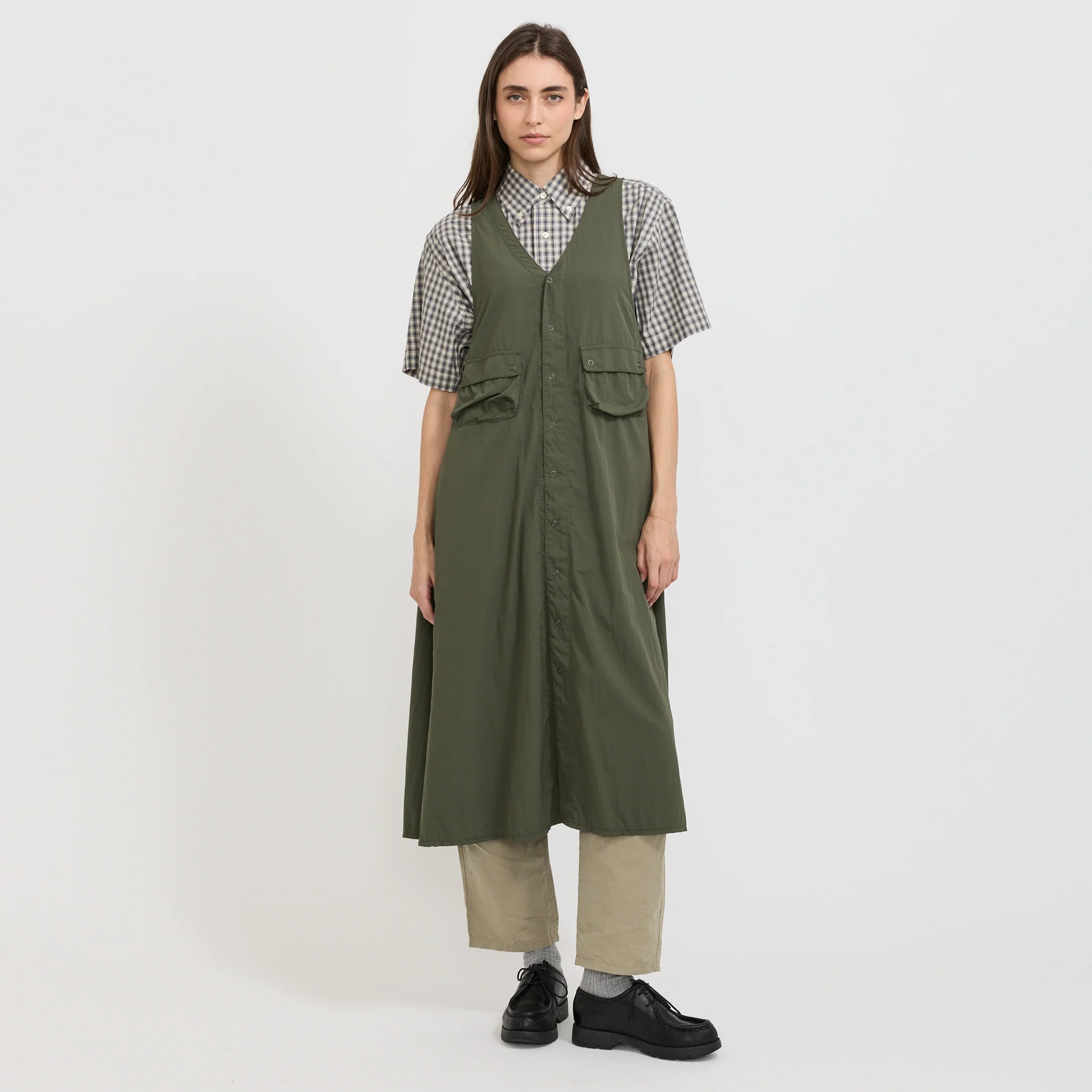 Nylon Tussah C-1 Non Sleeve Dress Olive