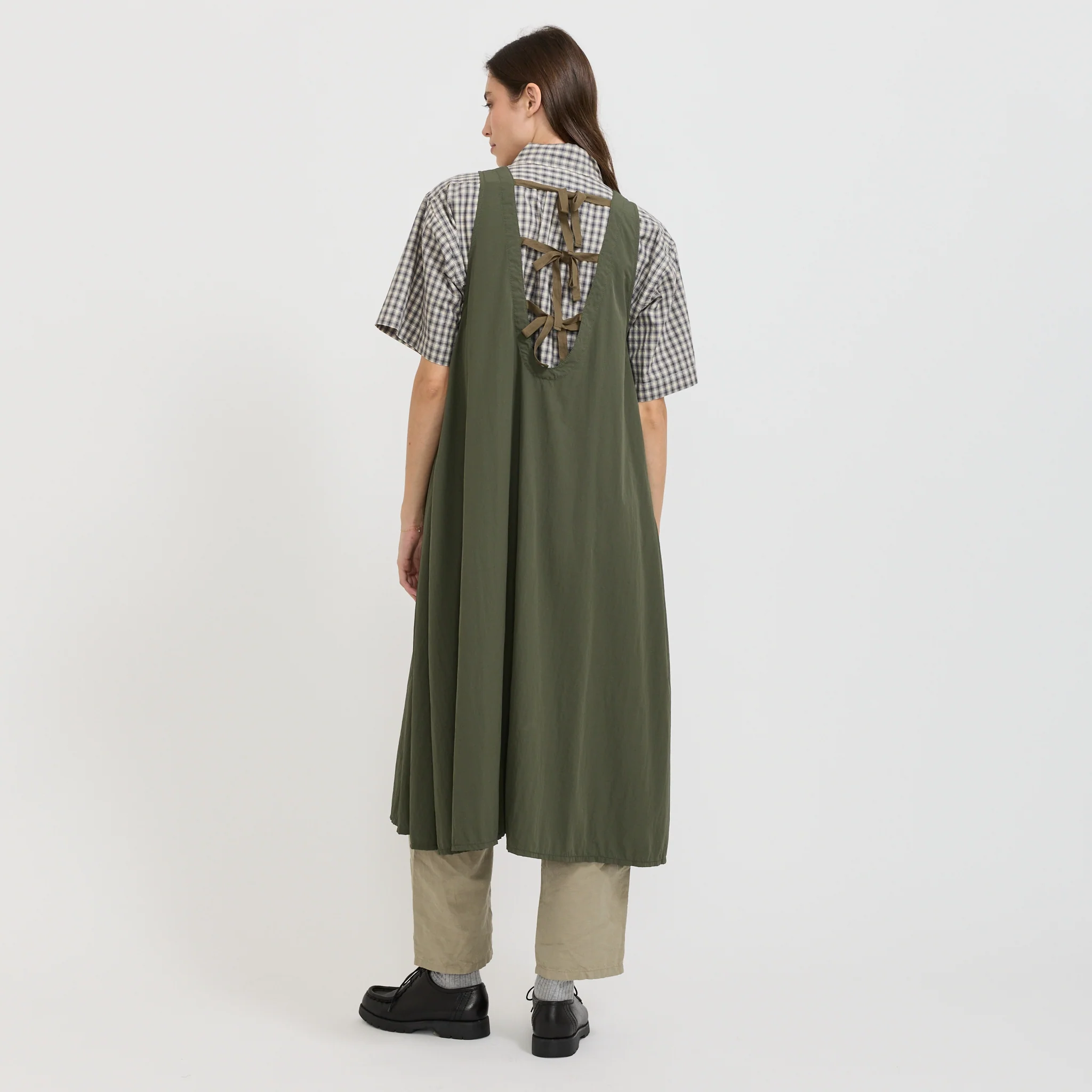 Nylon Tussah C-1 Non Sleeve Dress Olive - Image 3
