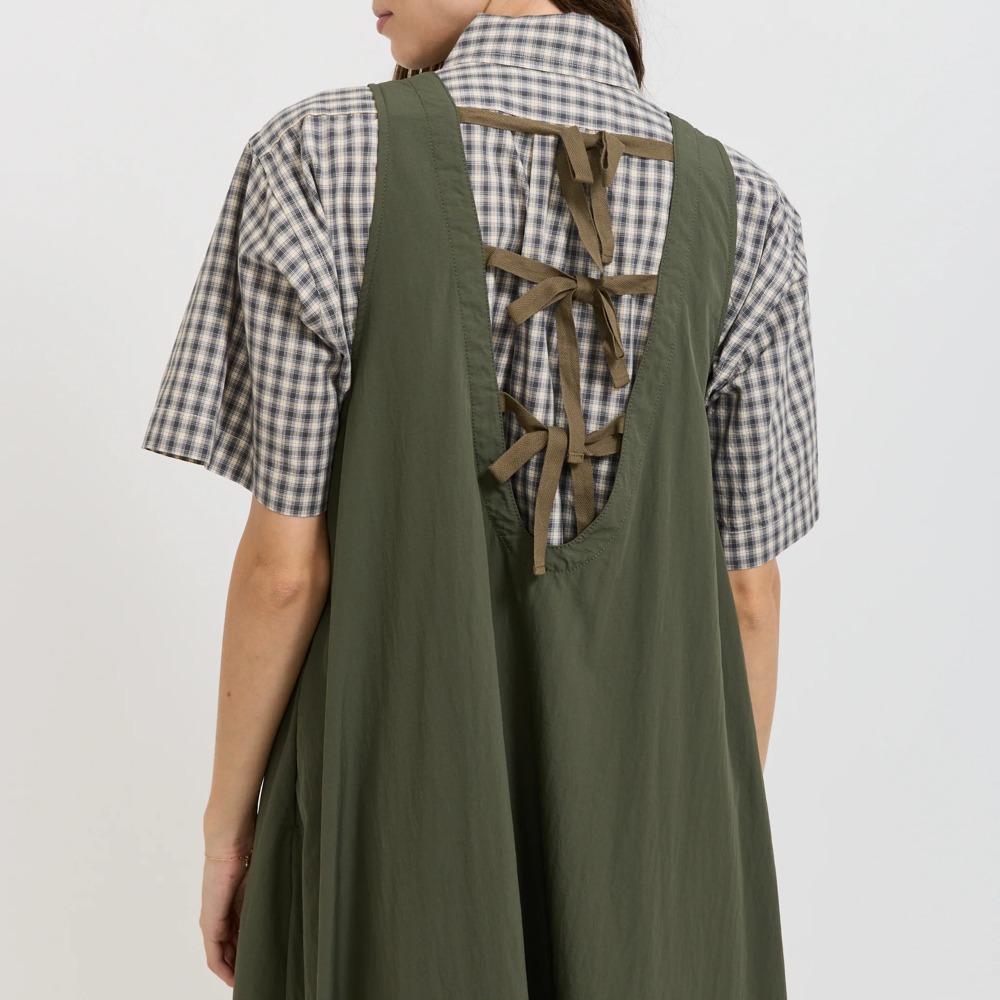 Nylon Tussah C-1 Non Sleeve Dress Olive - Image 5
