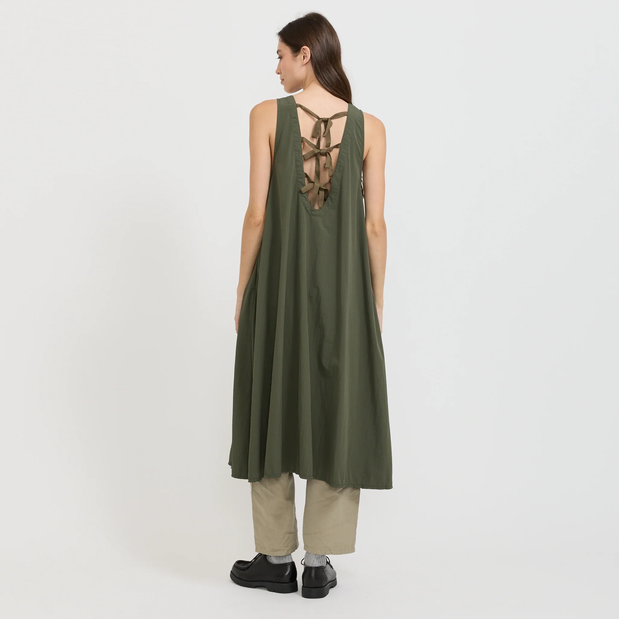 Nylon Tussah C-1 Non Sleeve Dress Olive - Image 7