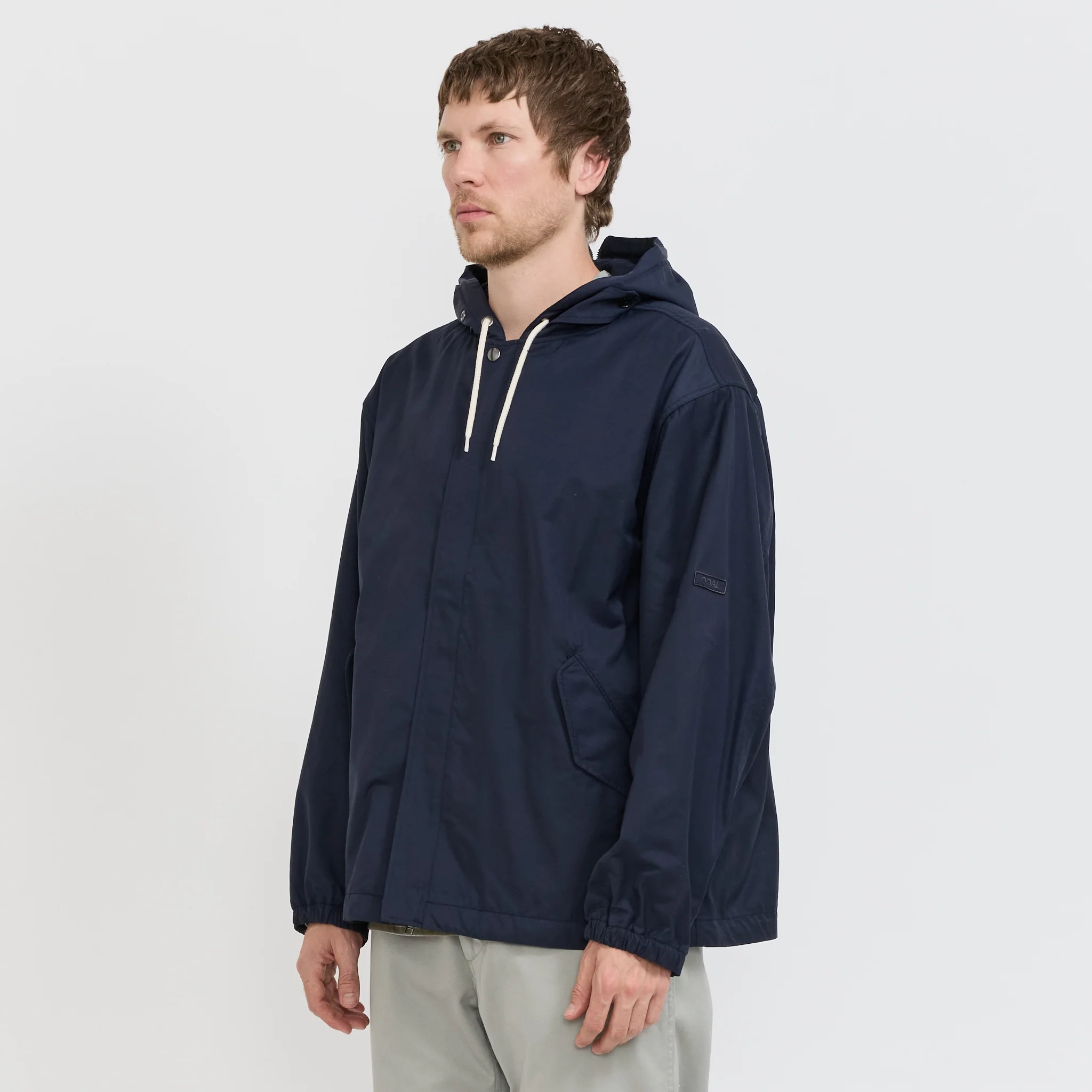 Nylon Twill Hooded Jacket Navy
