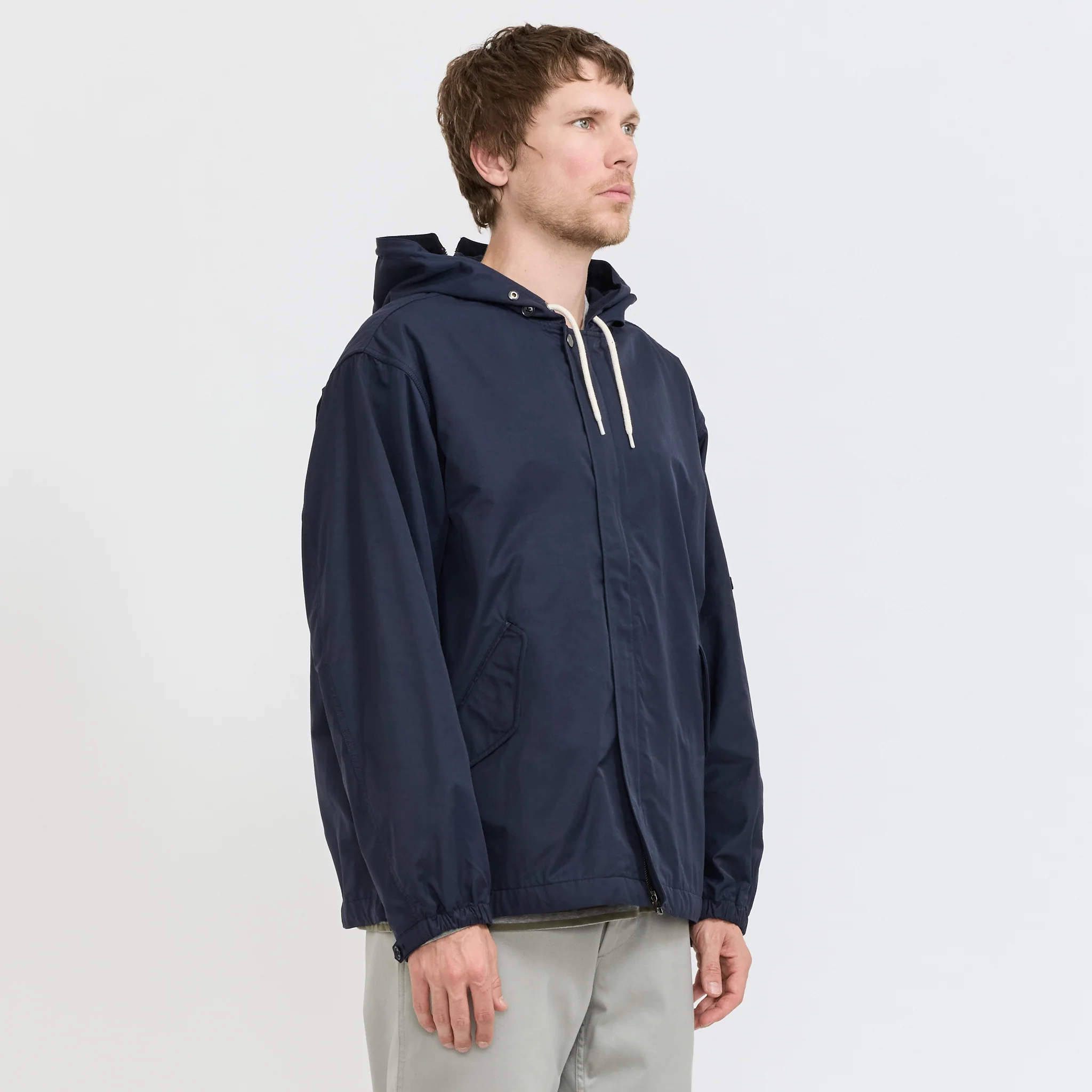 Nylon Twill Hooded Jacket Navy - Image 3