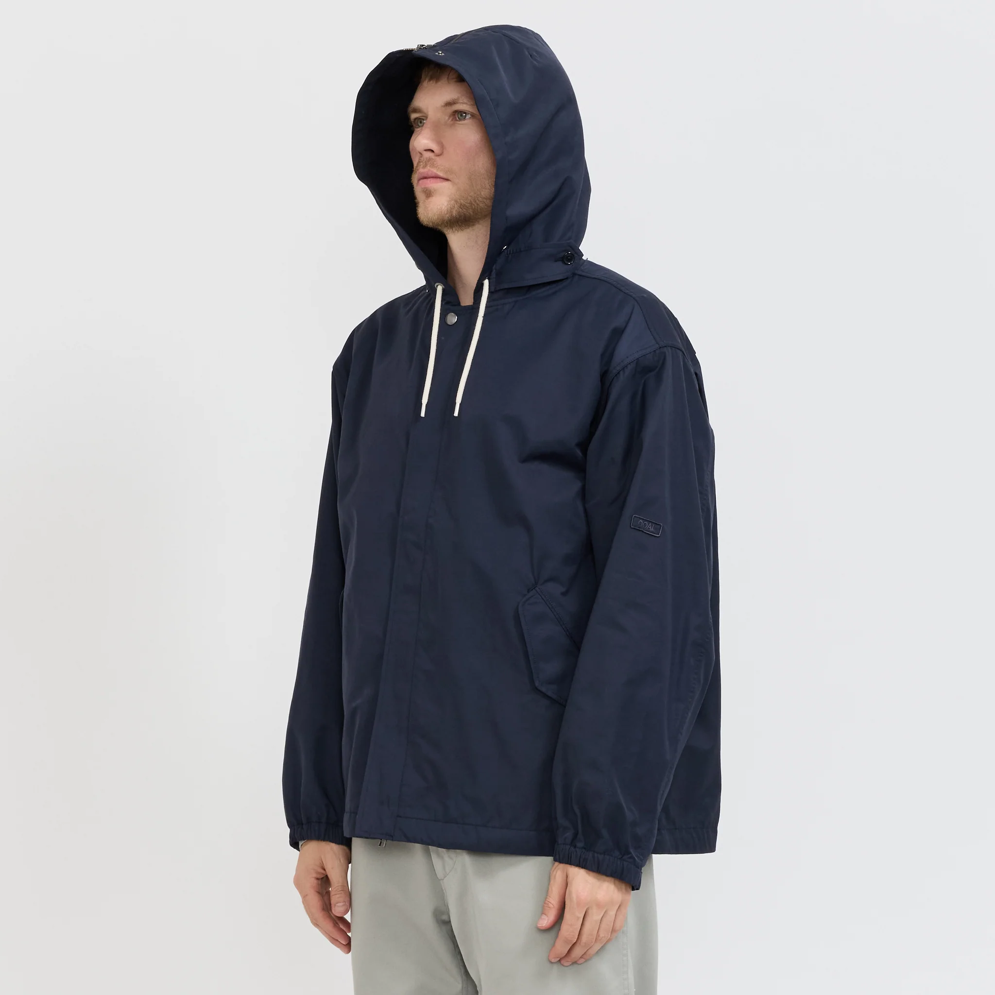 Nylon Twill Hooded Jacket Navy - Image 5