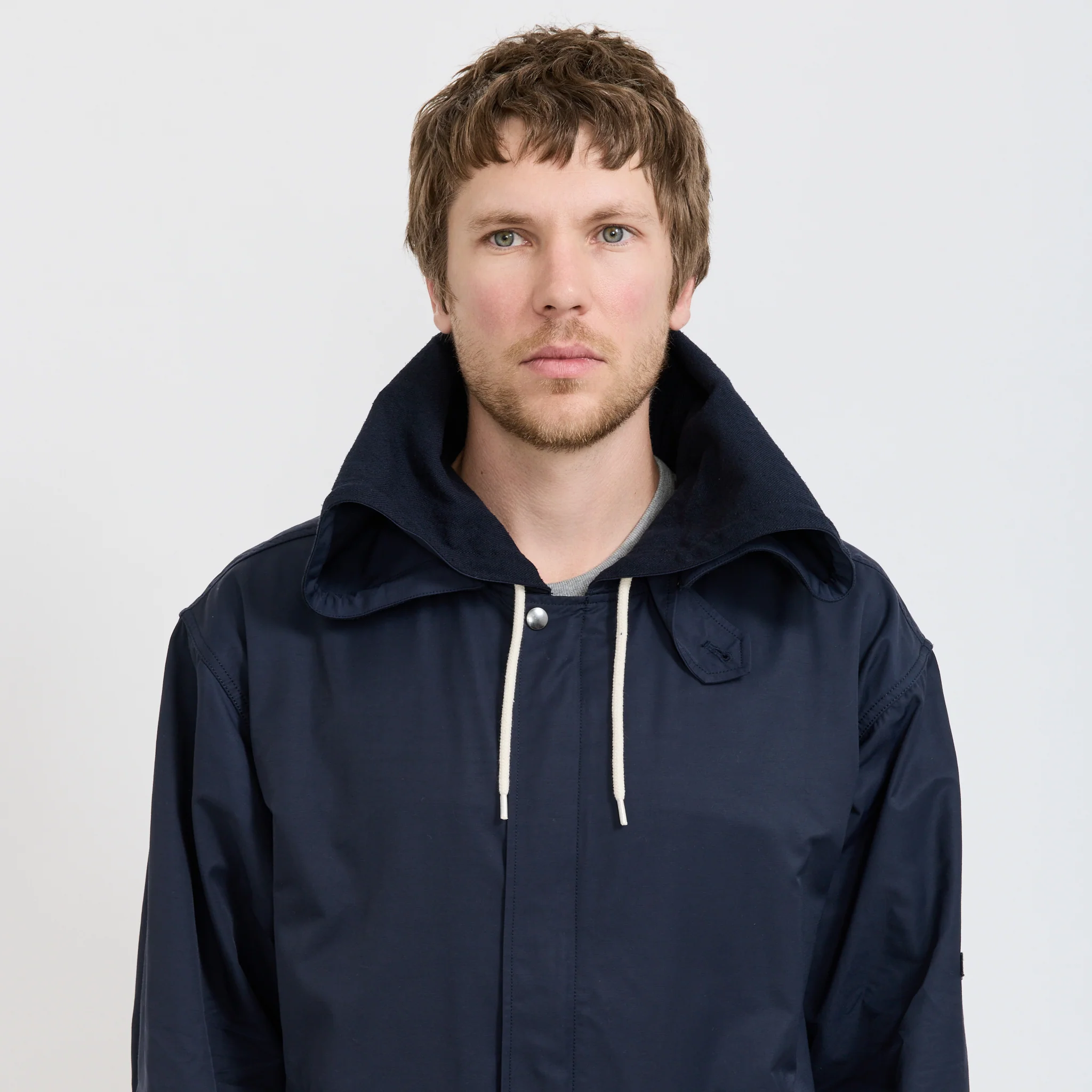 Nylon Twill Hooded Jacket Navy - Image 7
