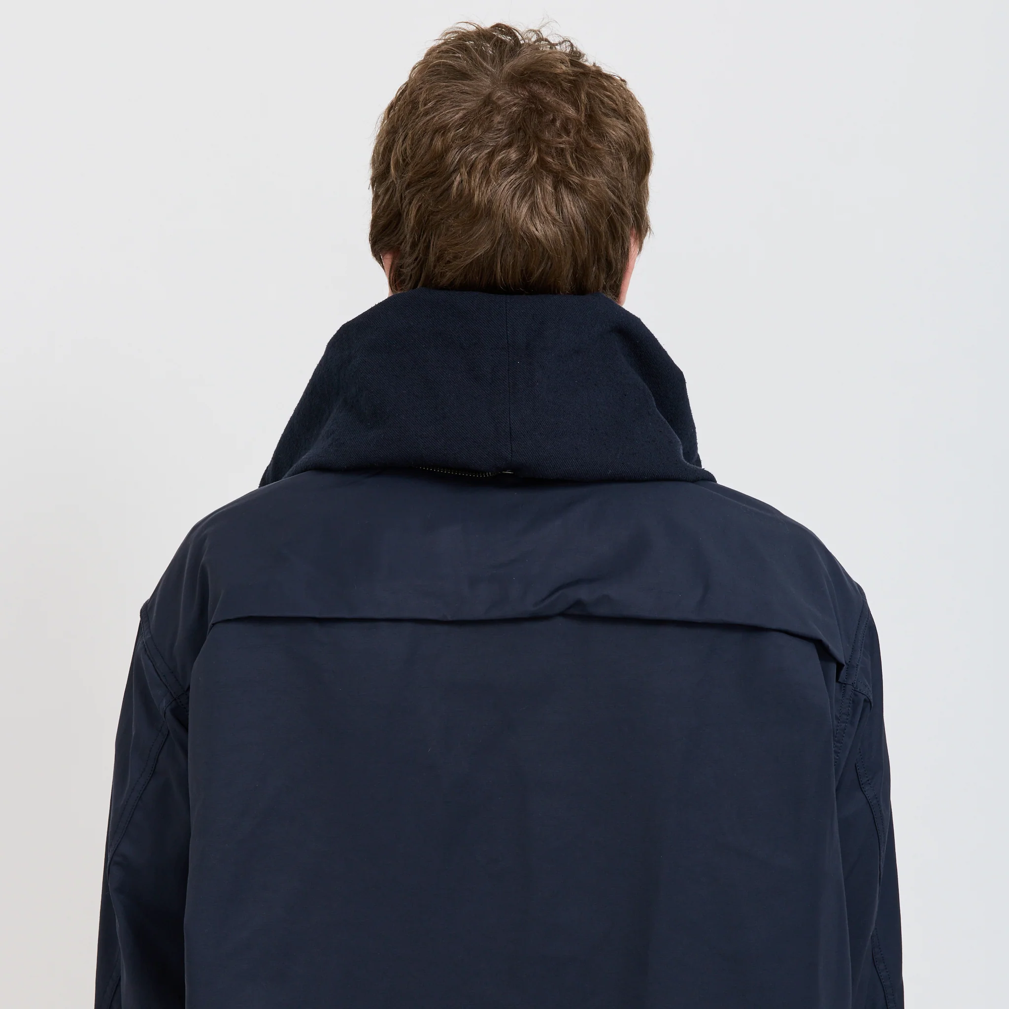 Nylon Twill Hooded Jacket Navy - Image 8