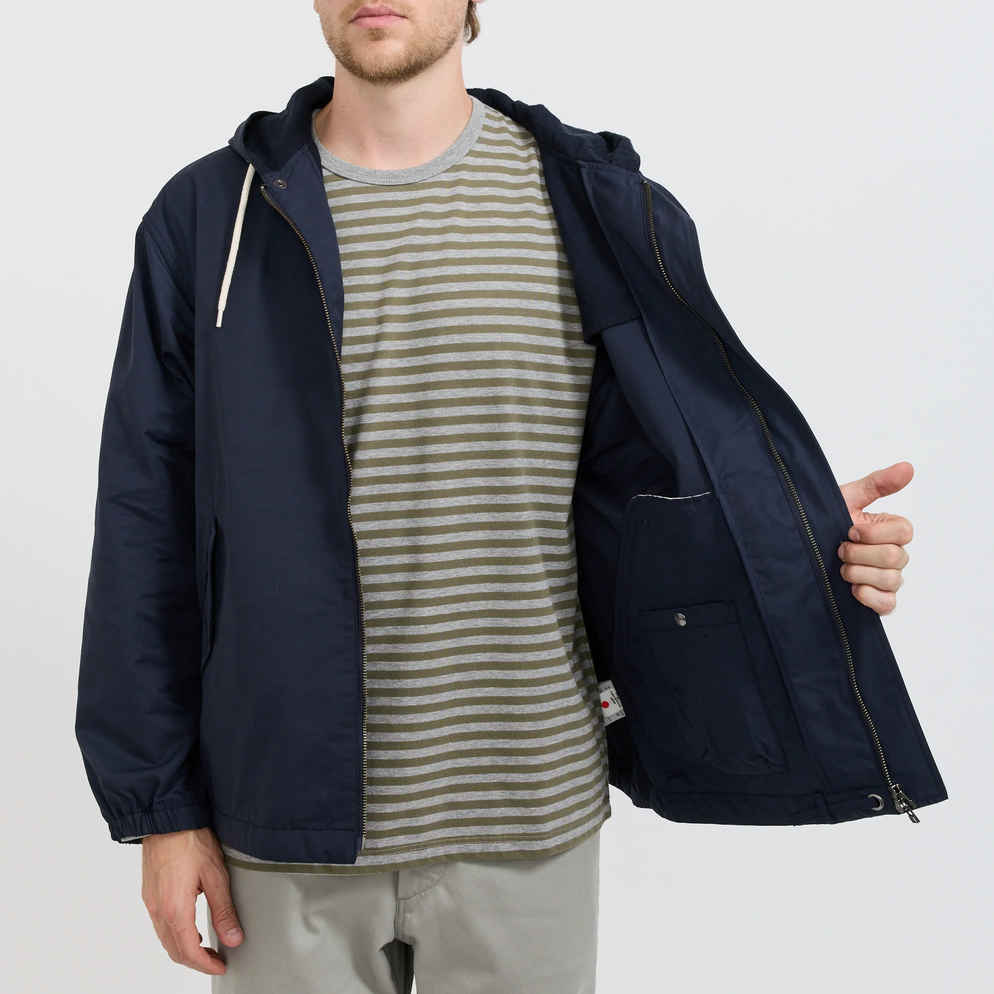Nylon Twill Hooded Jacket Navy - Image 9