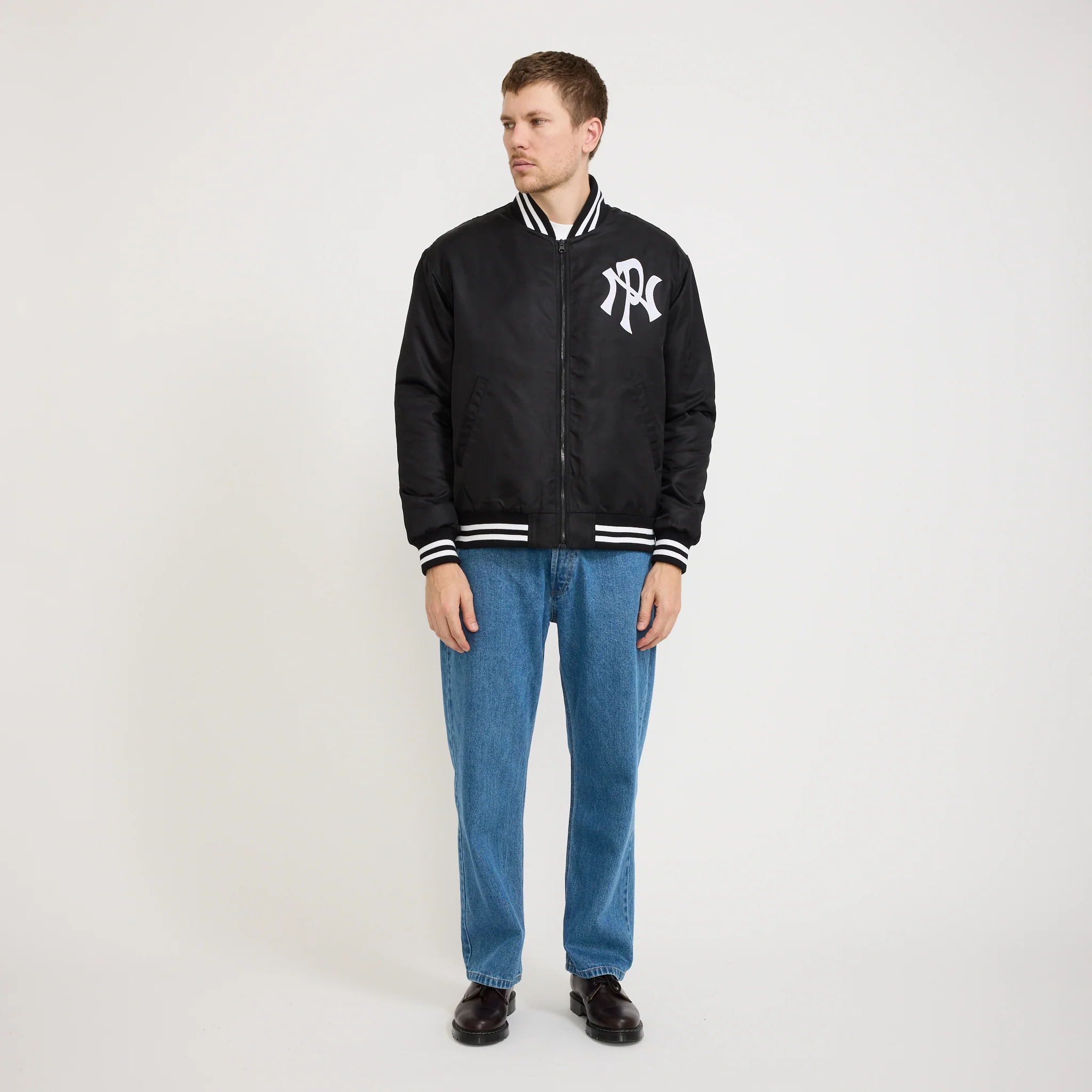 NYP Nylon Varsity Jacket Black - Image 2