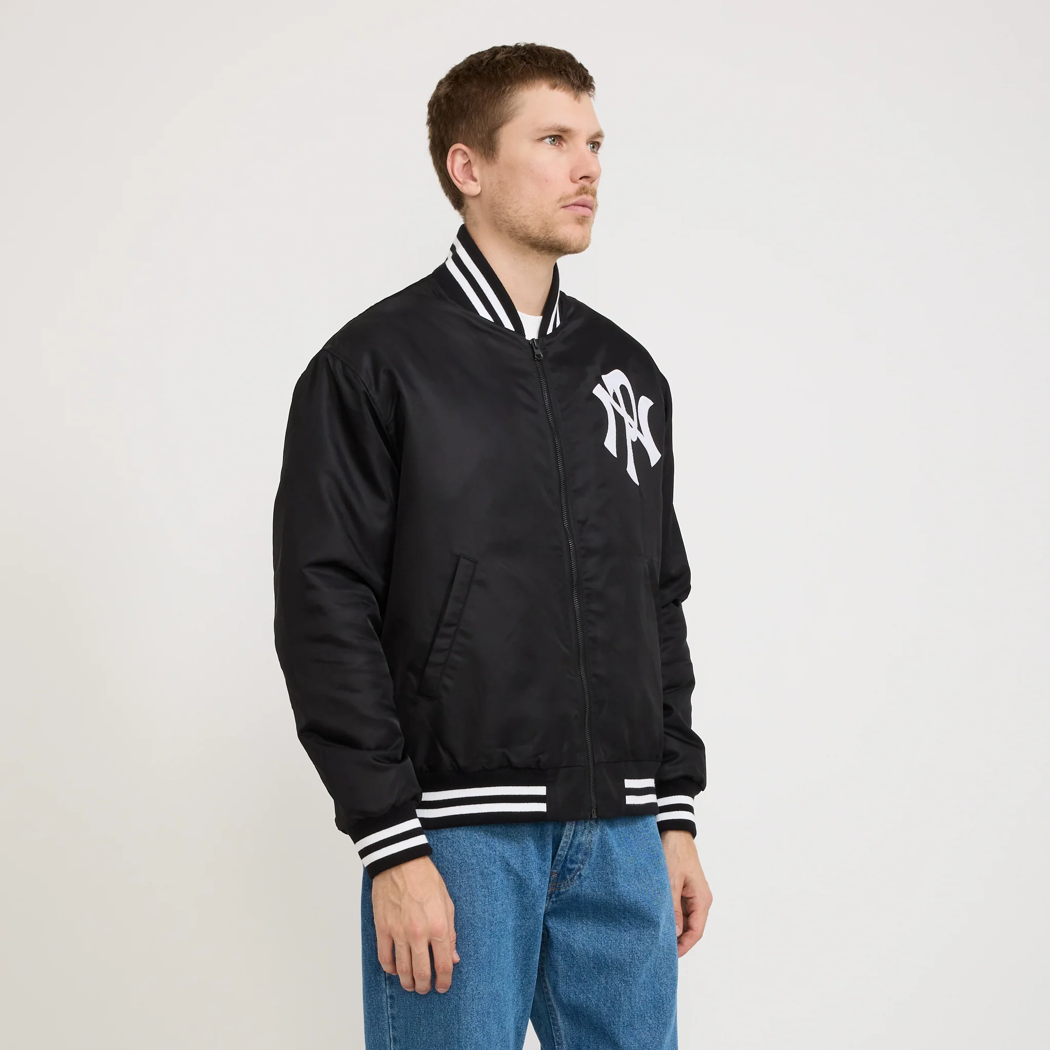 NYP Nylon Varsity Jacket Black - Image 3