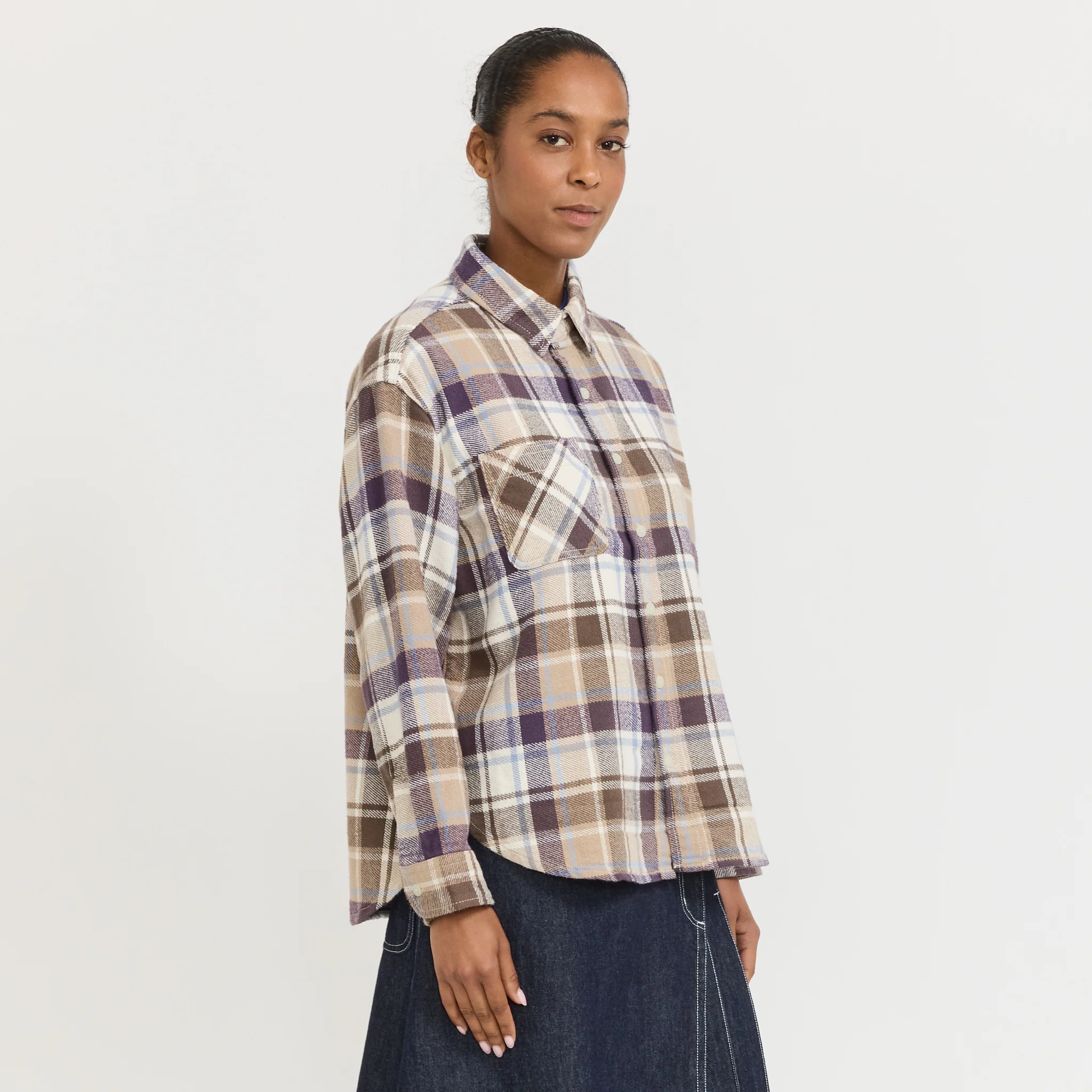 O.Boy Work Check Shirt Ivory - Image 3