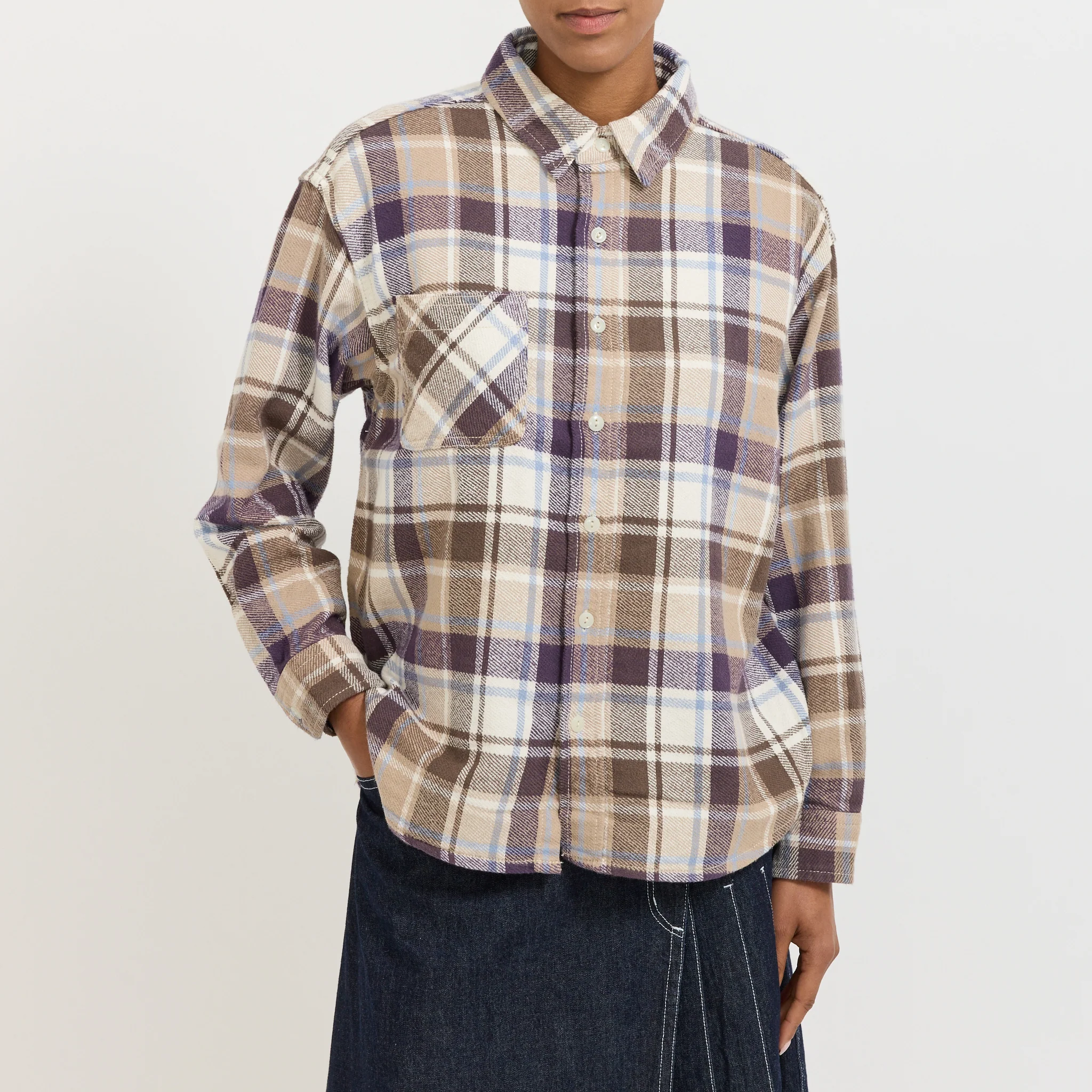 O.Boy Work Check Shirt Ivory - Image 6