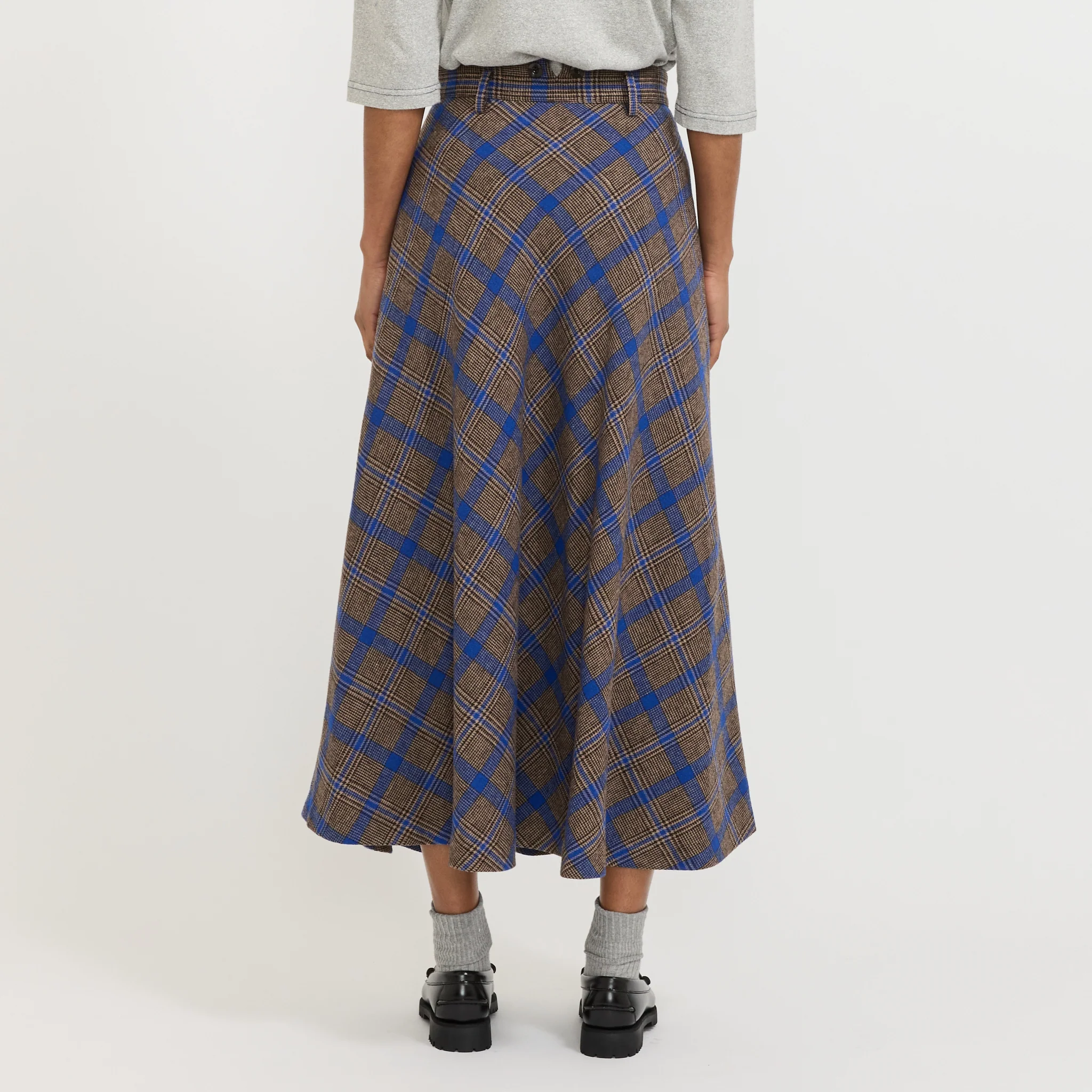 O.Check Long A-Line Skirt Brown - Image 4