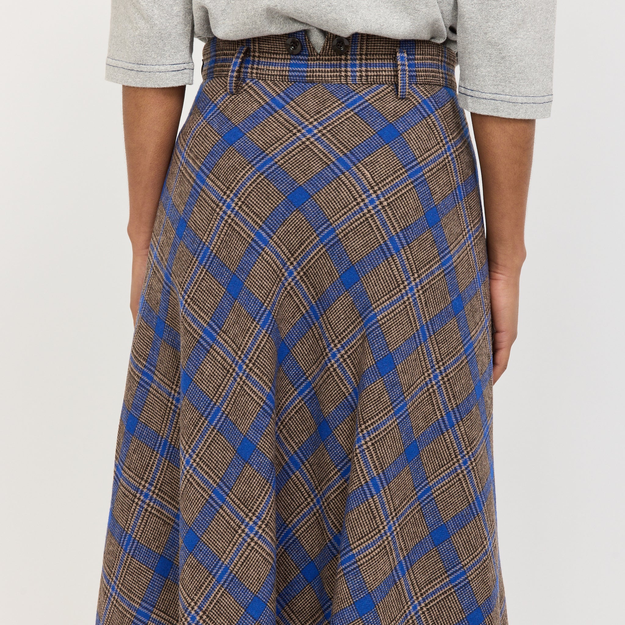 O.Check Long A-Line Skirt Brown - Image 6