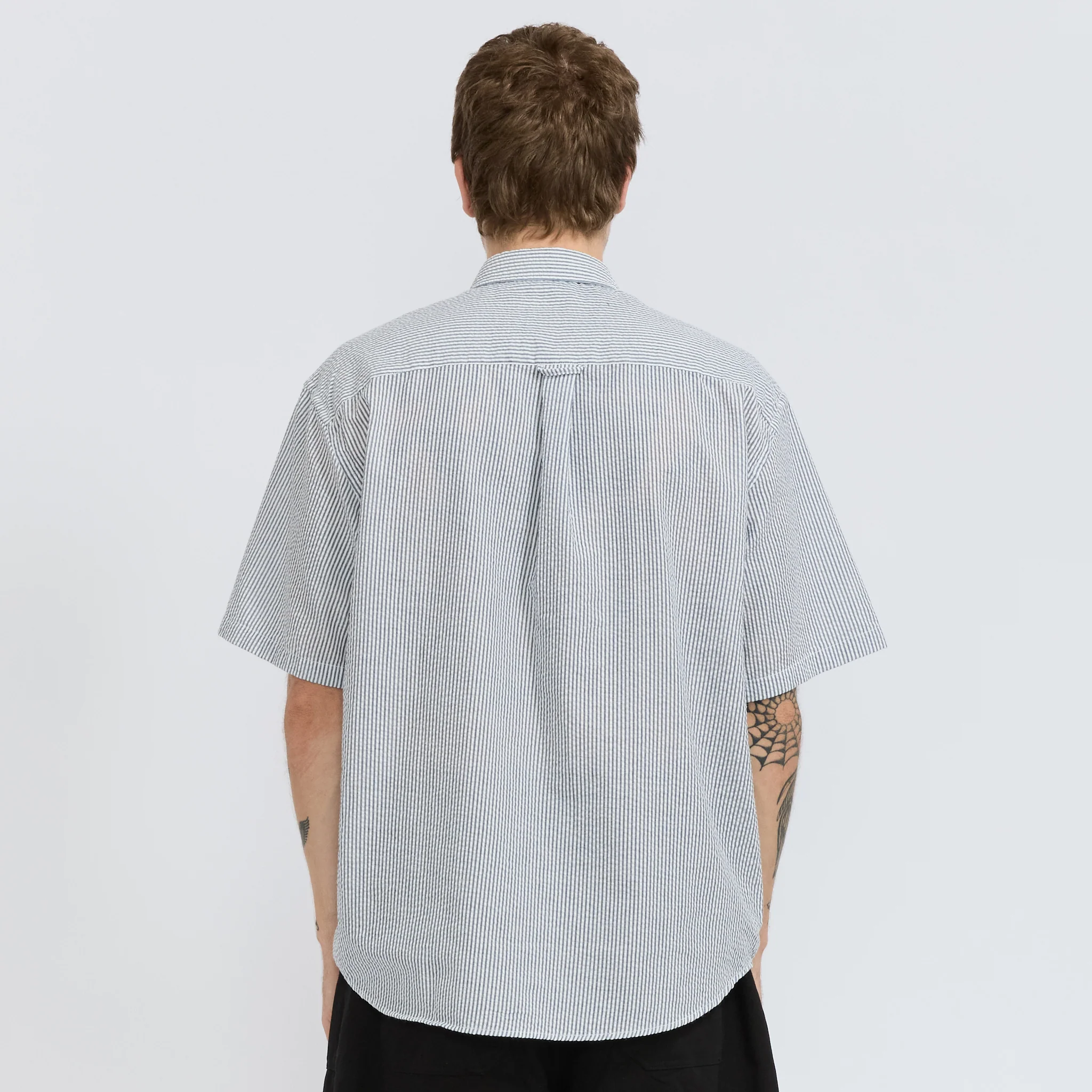 OG Stripe Seersucker Half Shirt Blue - Image 5