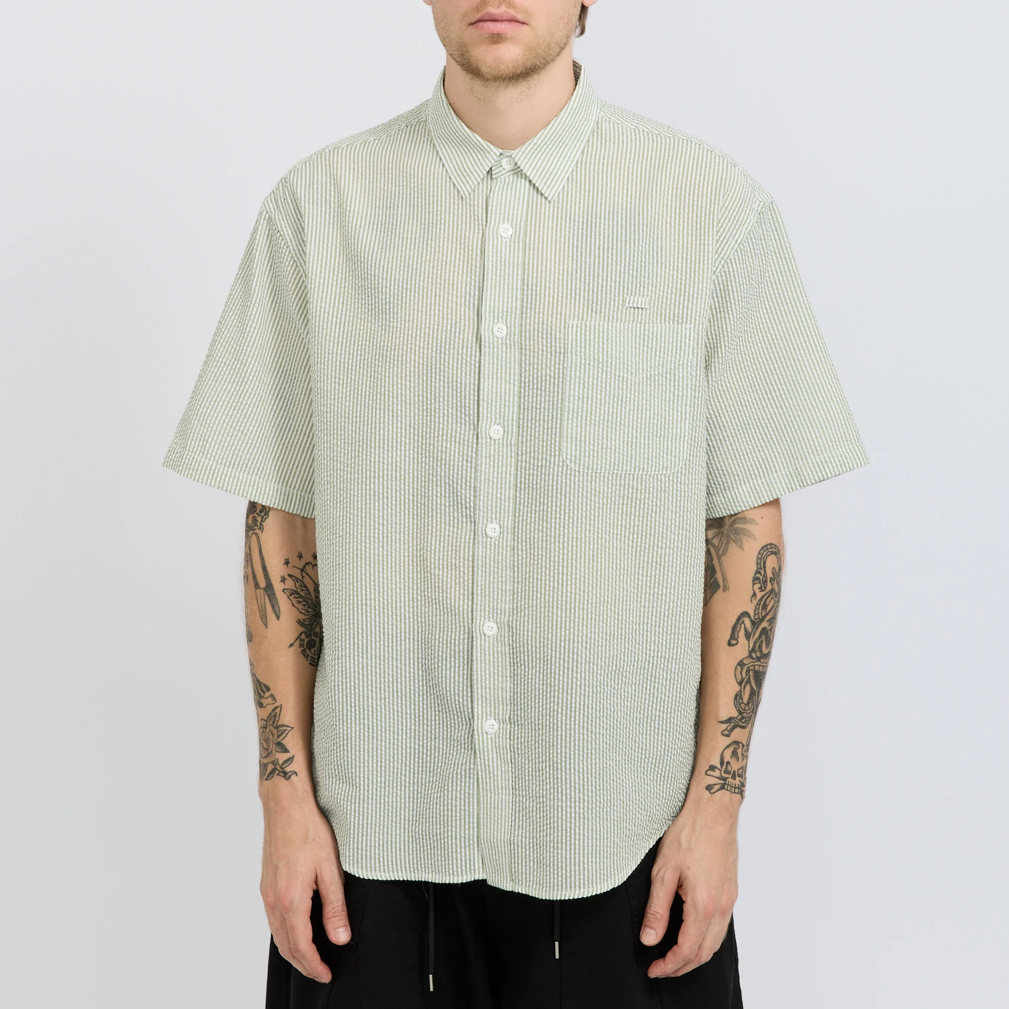 OG Stripe Seersucker Half Shirt Green - Image 5