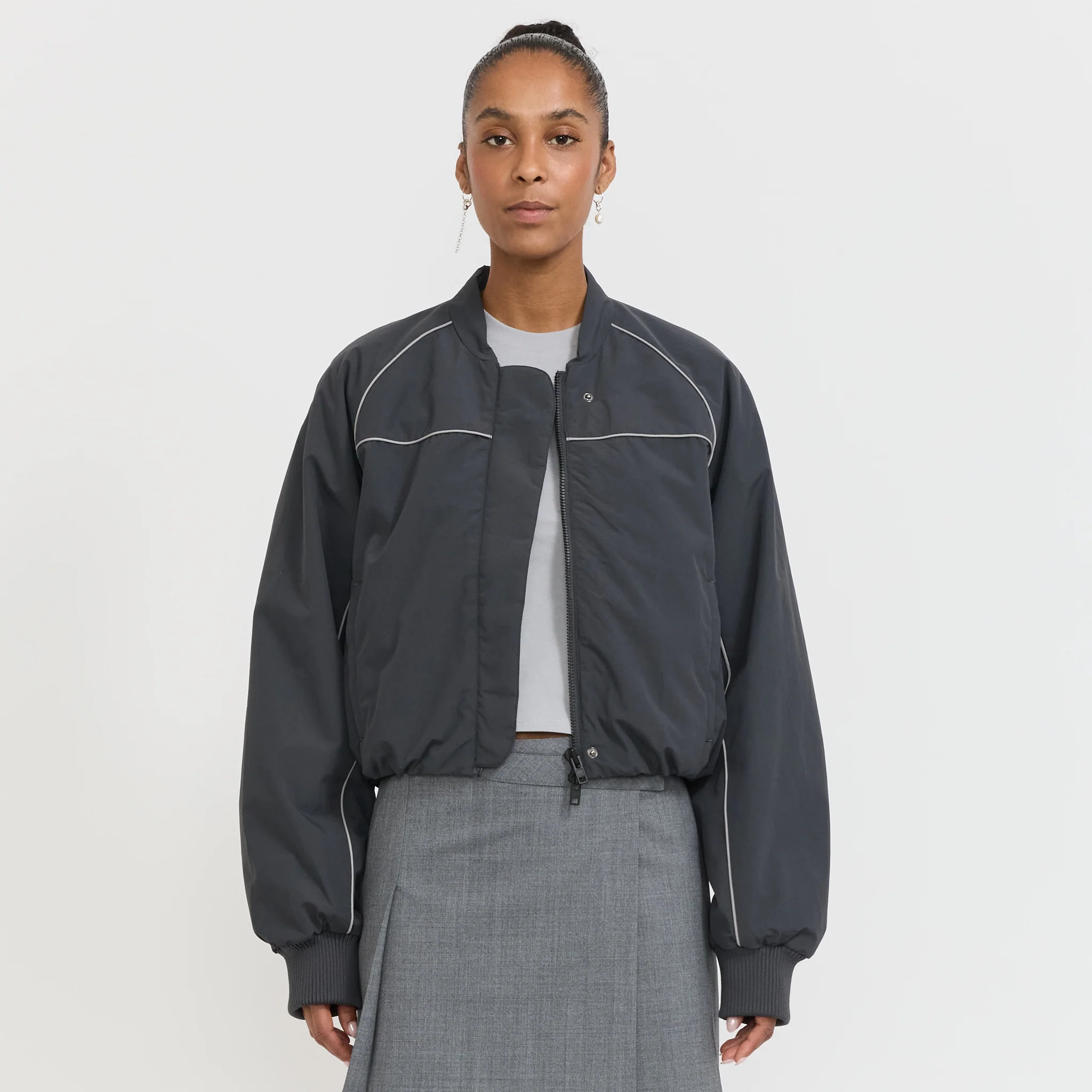 Ola Piping Bomber Jacket Asphalt - Image 3