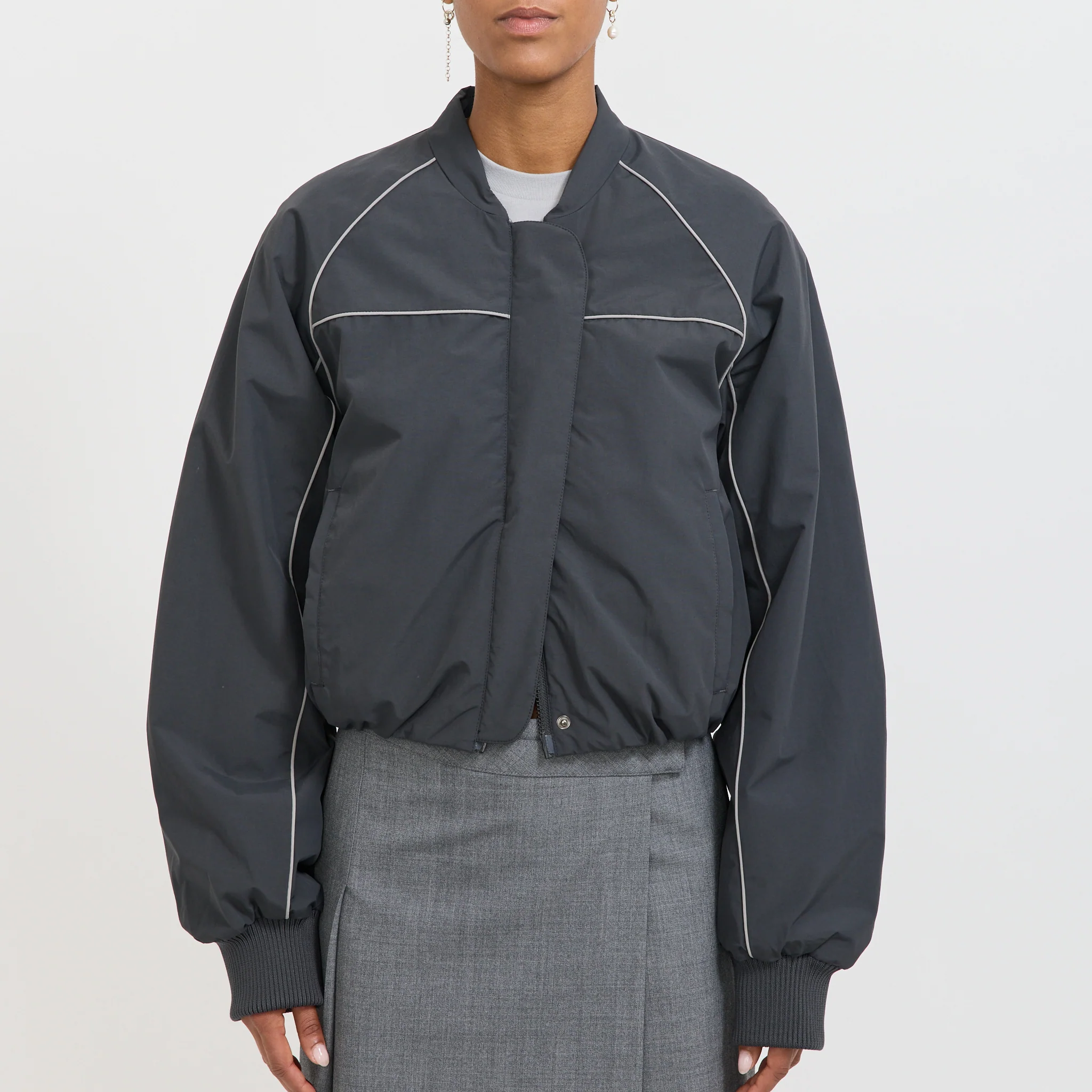Ola Piping Bomber Jacket Asphalt - Image 9