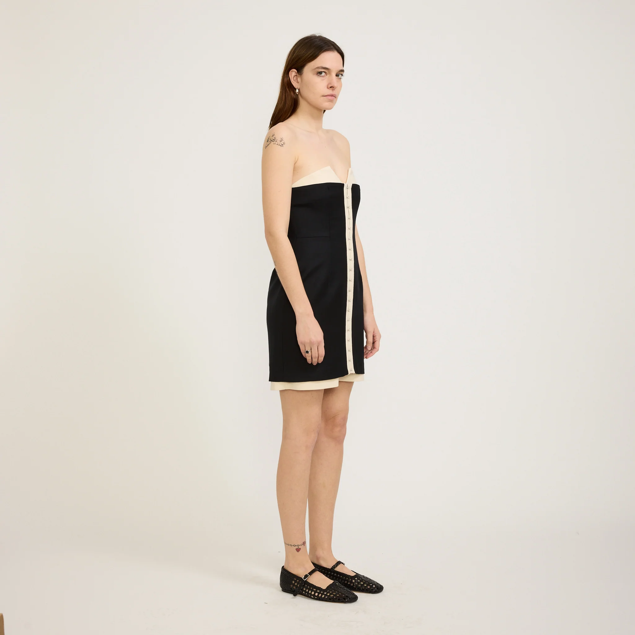 Olivia Mini Dress Ivory/Black - Image 3