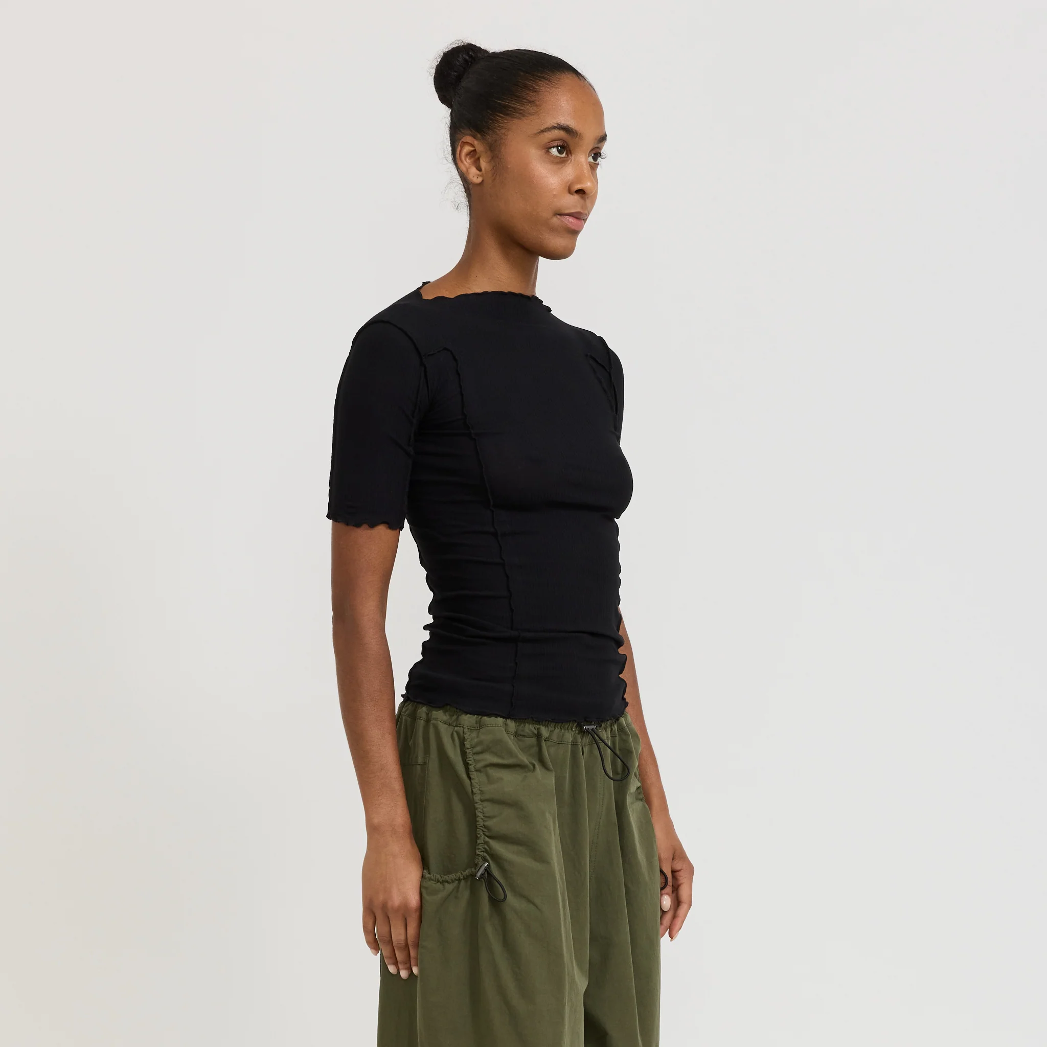 Omato 3/4 Rib Top Black - Image 3