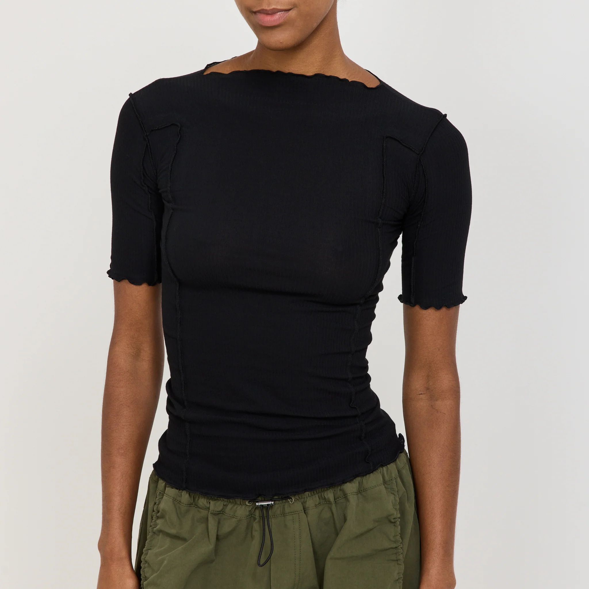 Omato 3/4 Rib Top Black - Image 5