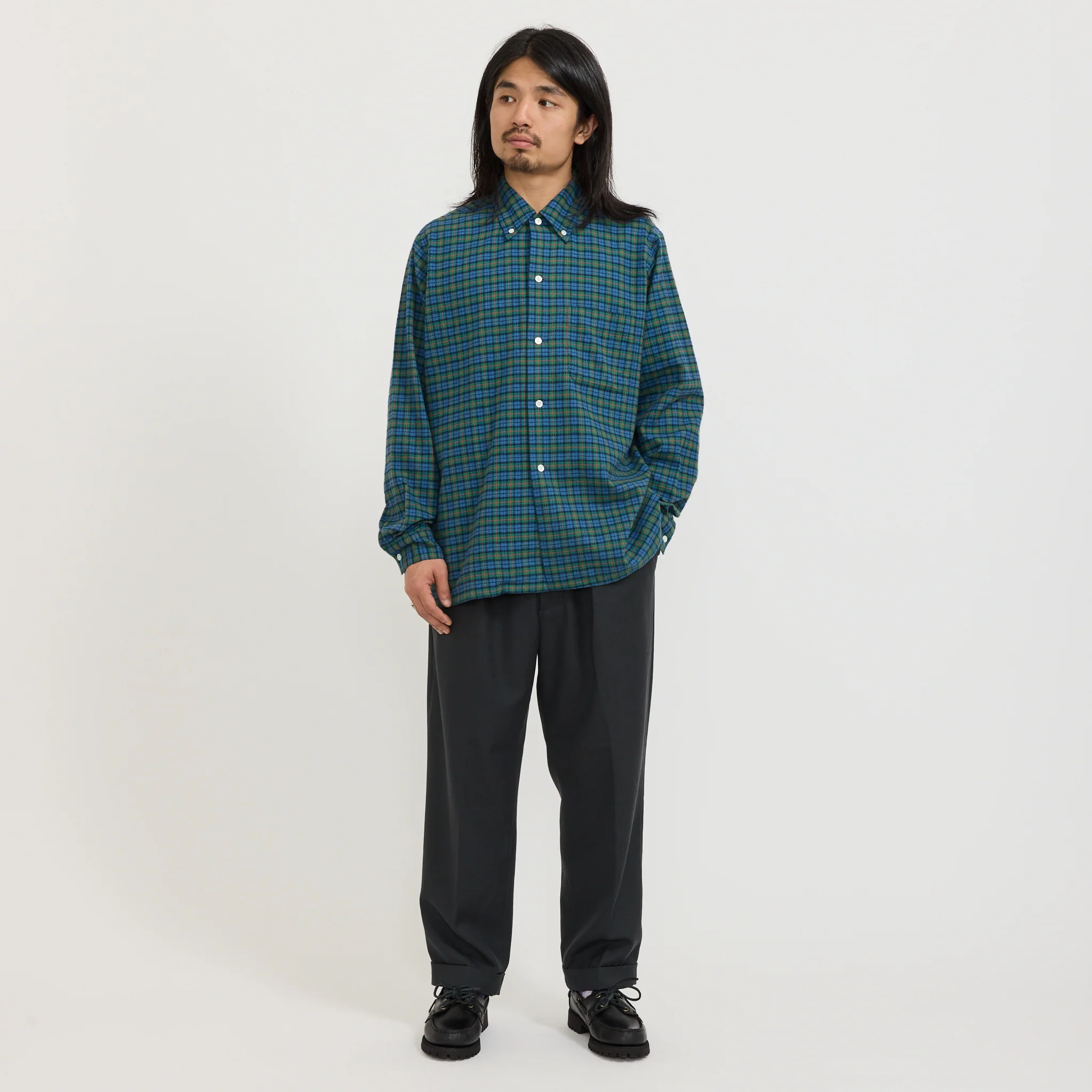 Open B.D. Dobby Plaid Blue Plaid - Image 2