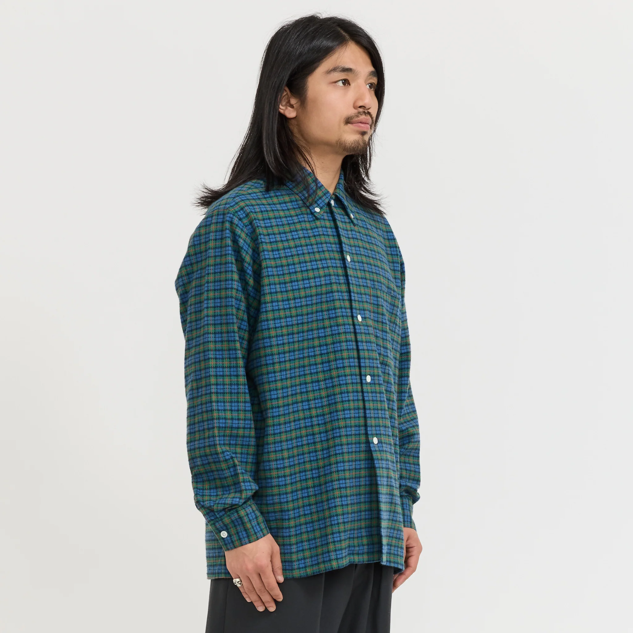 Open B.D. Dobby Plaid Blue Plaid - Image 3