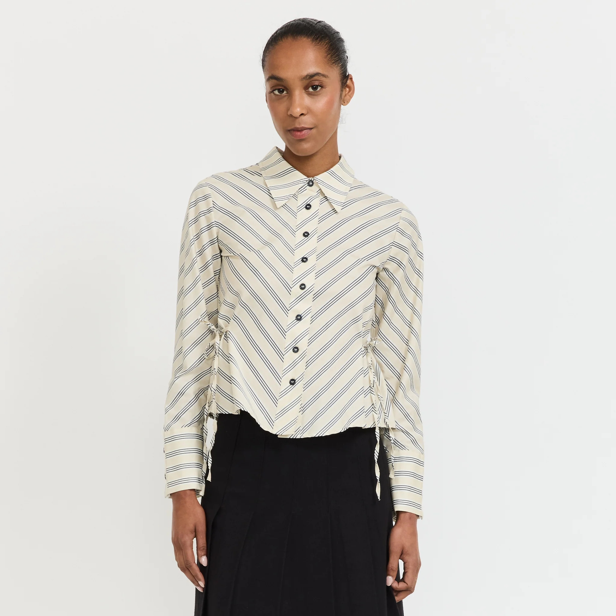 Opera Black/White Stripe Shirt Ecru