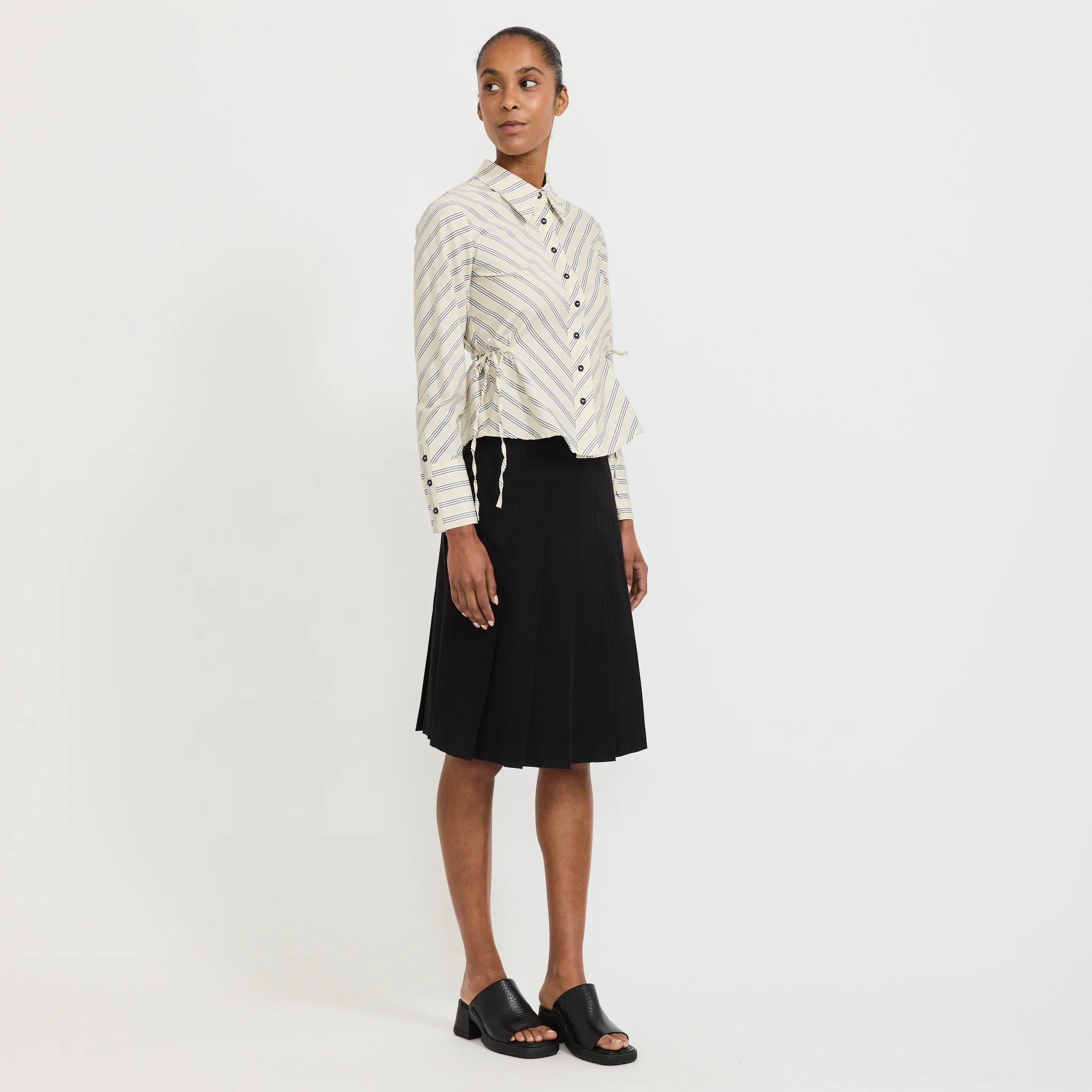 Opera Black/White Stripe Shirt Ecru - Image 8